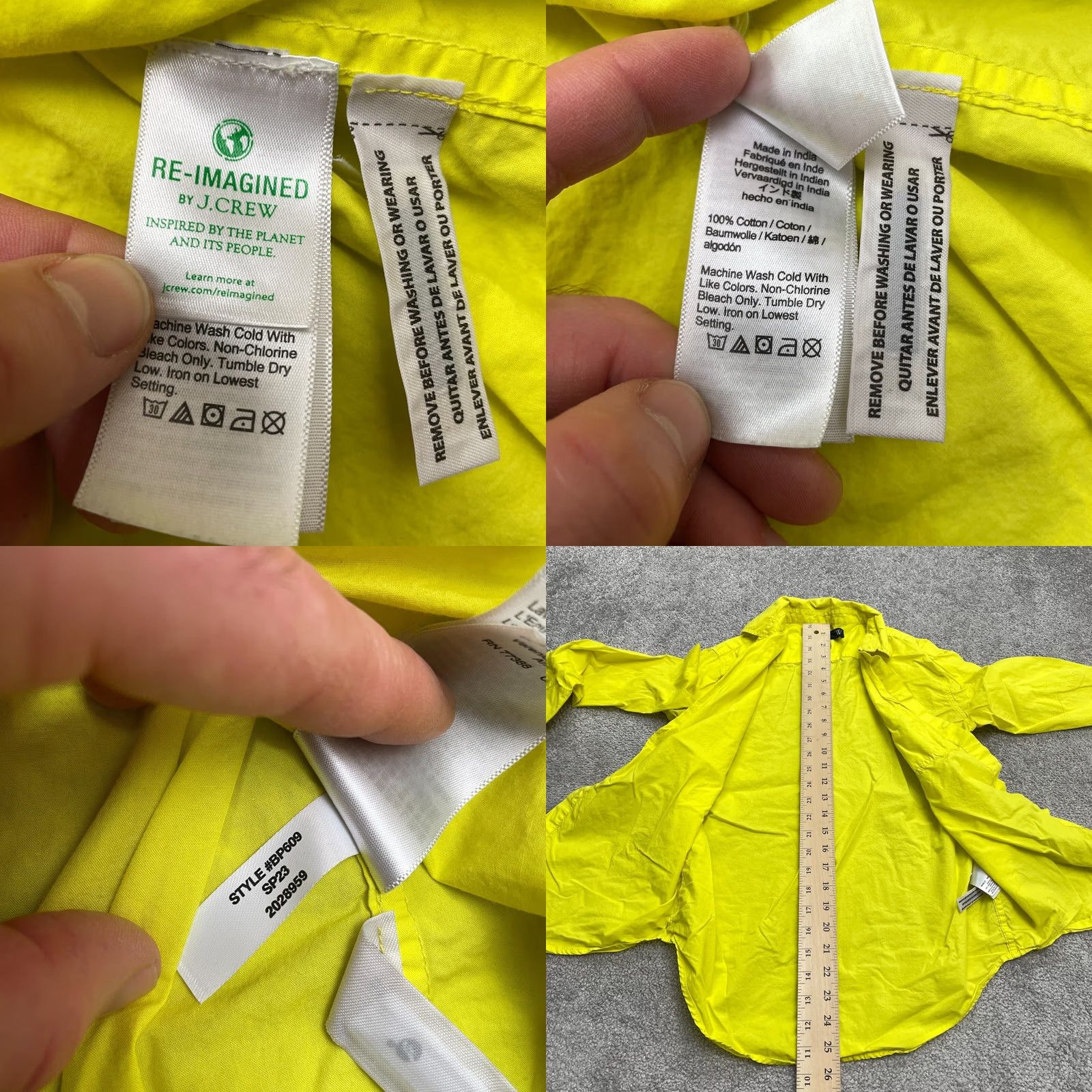 J.Crew J. Crew Shirt Womens 00 Yellow Cotton Solid Long Sleeve Casual Button Down Top Size XXS / US 00 / IT 34 - 8 Thumbnail