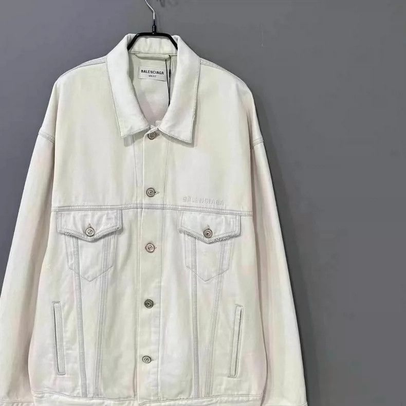 Balenciaga Balenciaga Wash and Wear Embroidered Logo Denim Jacket Size US XS / EU 42 / 0 - 2 Thumbnail