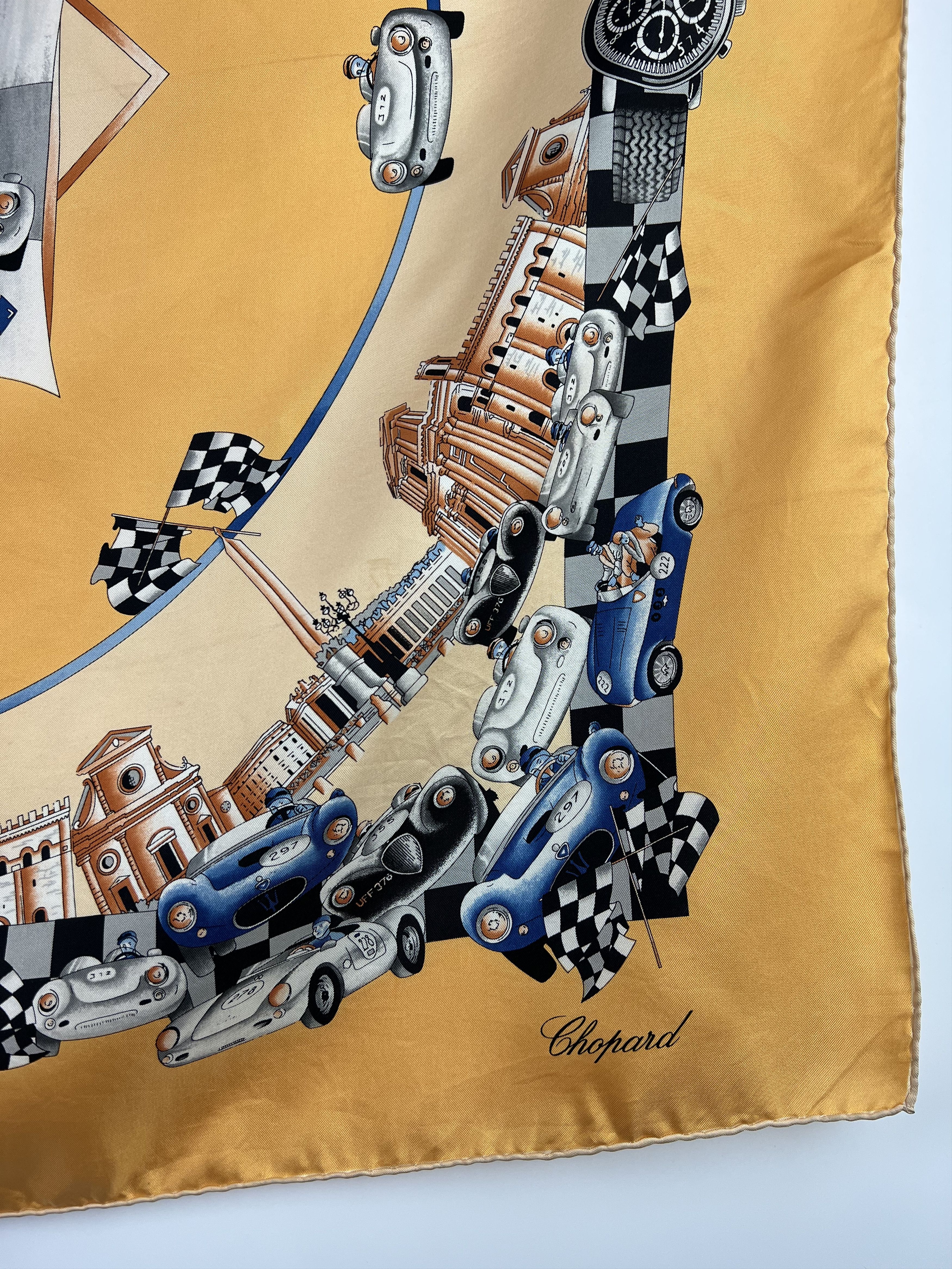 Chopard × Vintage Chopard Mille Miglia 2000 Silk Scarf Porsche Ferrari 85x85 Size ONE SIZE - 3 Thumbnail