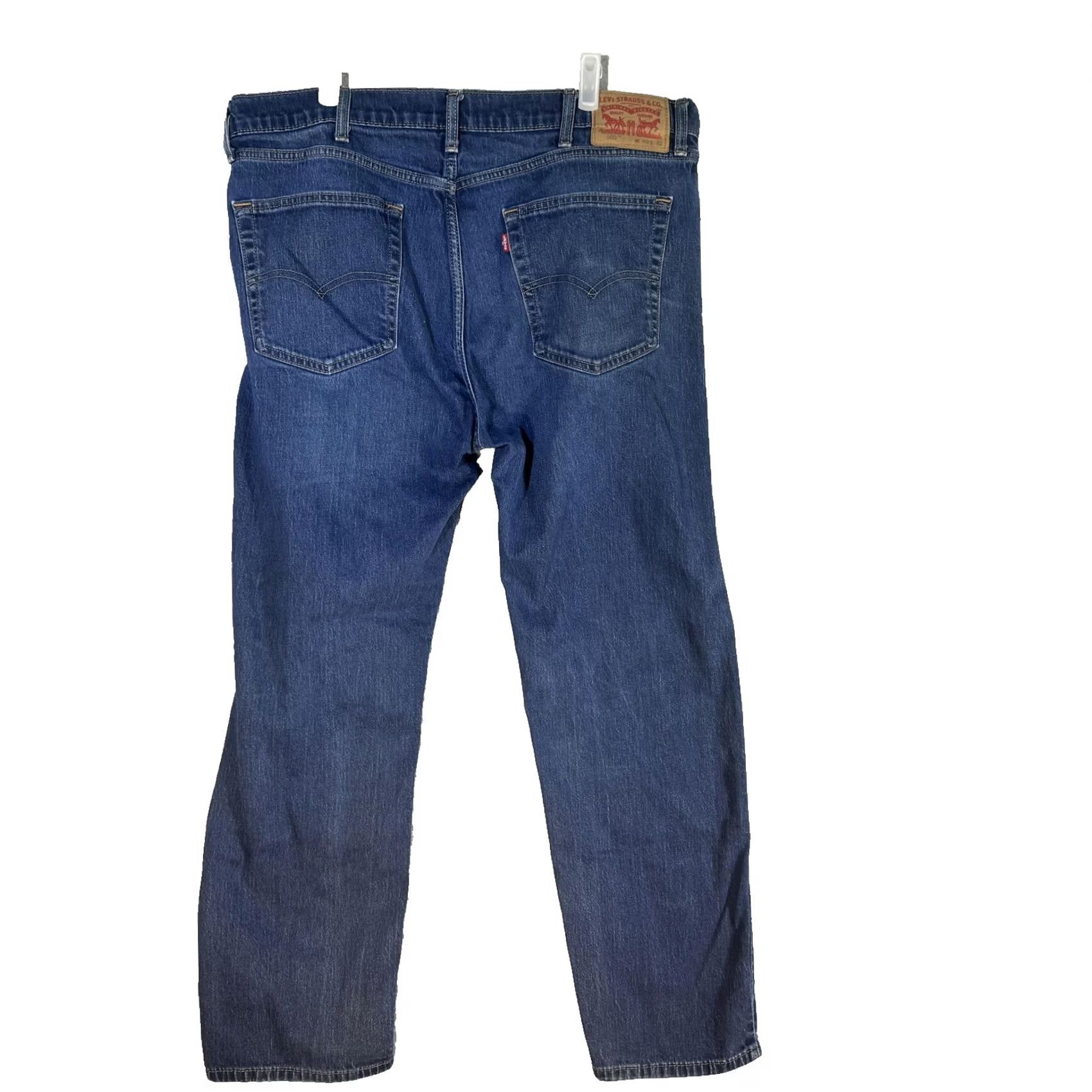 Levi's Levi's 505 Jeans Mens 40x32 Blue Medium Wash Straight Denim Mid Rise Regular Fit Long Inseam 32" Size US 40 / EU 56 - 2 Thumbnail