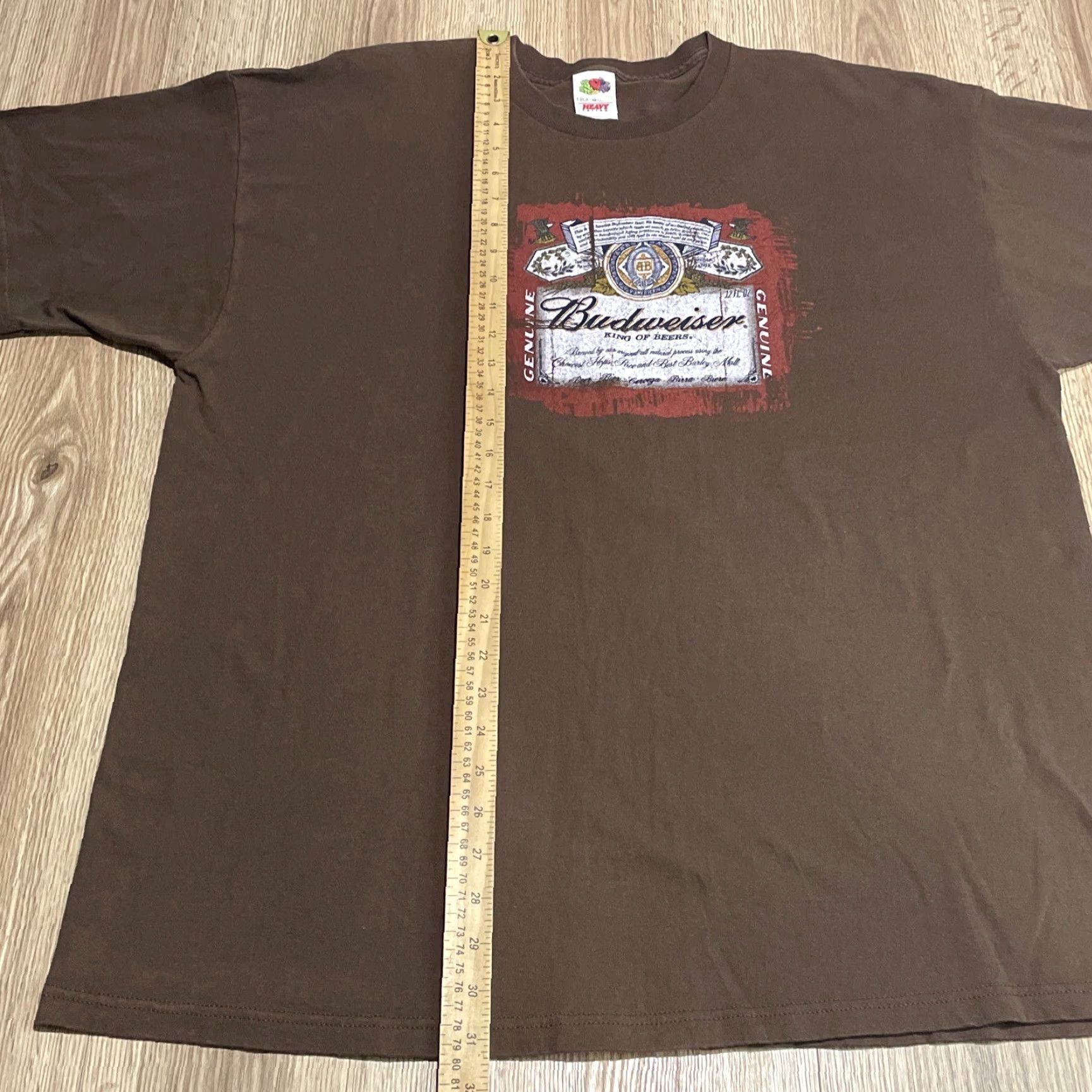 Fruit Of The Loom VINTAGE Budweiser King Of Beers T-Shirt Men 2XL Brown 90s Beer Cotton Short Sleeve Size US XXL / EU 58 / 5 - 4 Thumbnail