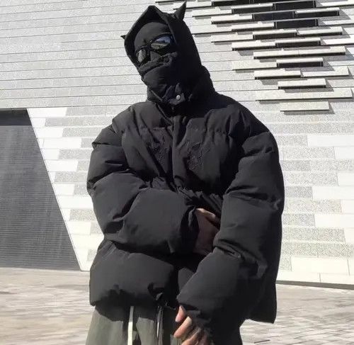 image of Avant Garde Devil Avantgarde Puffer Jacket in Black, Men's (Size Large)