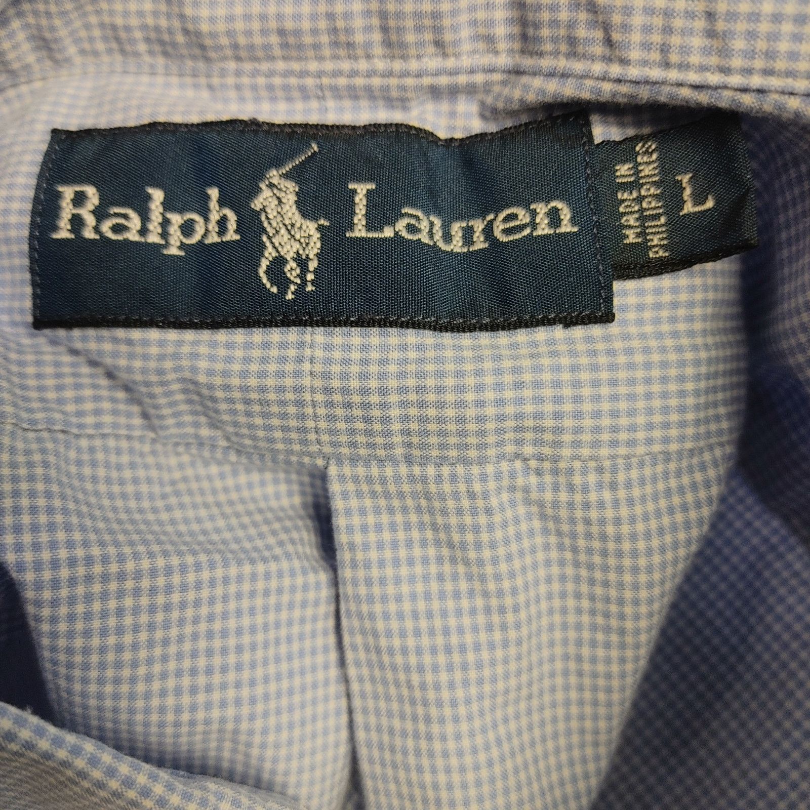Ralph Lauren Ralph Lauren Men L Grey/White Check Plaid Short Sleeve Polo Size US L / EU 52-54 / 3 - 3 Thumbnail
