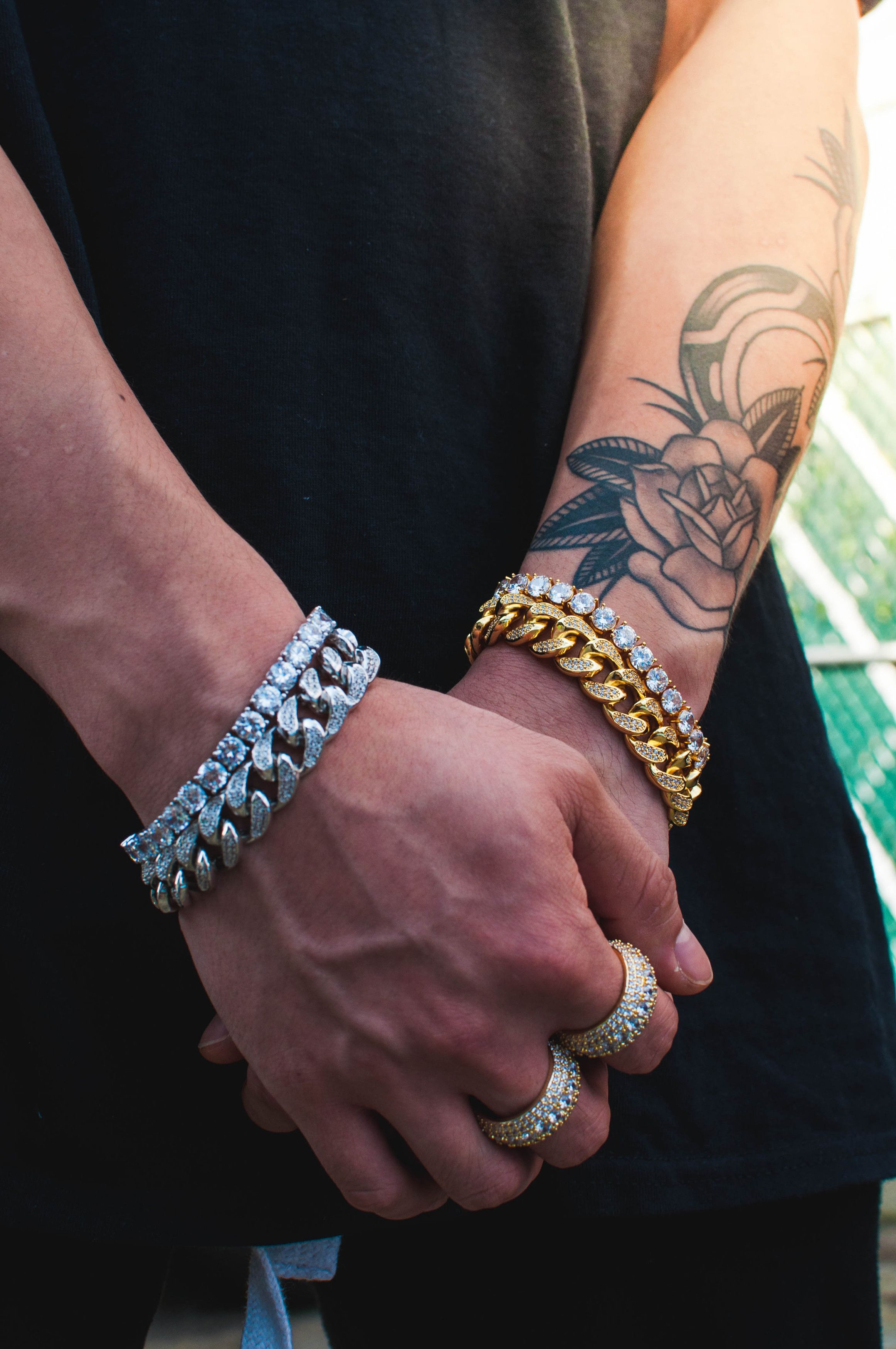 Other 18k Gold Diamond Cuban Link Bracelet & Tennis Bracelet Size ONE SIZE - 1 Thumbnail