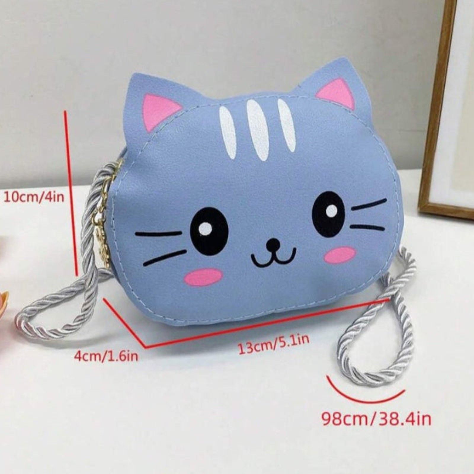Other Mini Crossbody Bag Cute Cartoon Blue Cat Kawaii Purse Size ONE SIZE - 2 Thumbnail