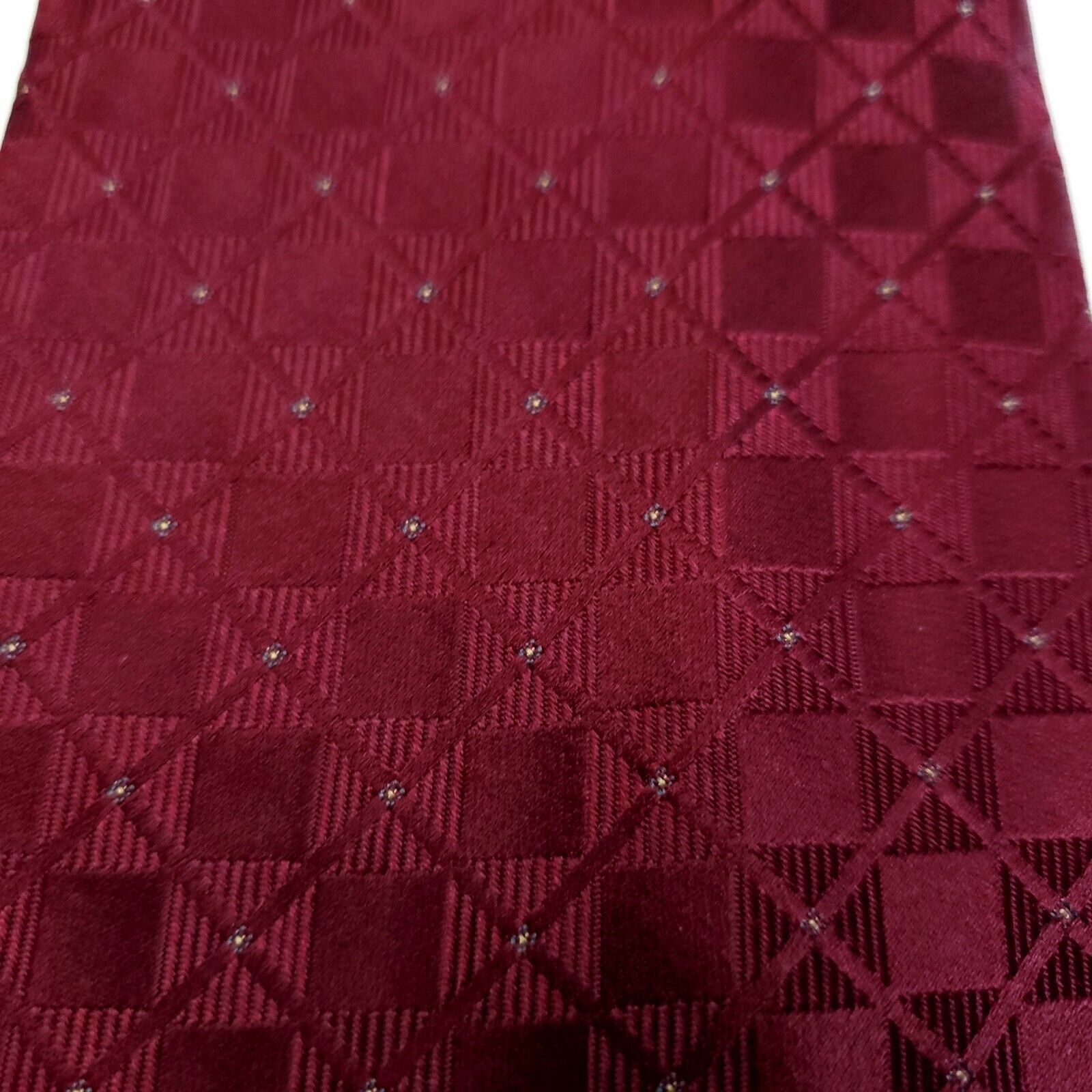 Calvin Klein Calvin Klein Red Maroon Woven Plaid Silk Tie Wide Size ONE SIZE - 2 Thumbnail