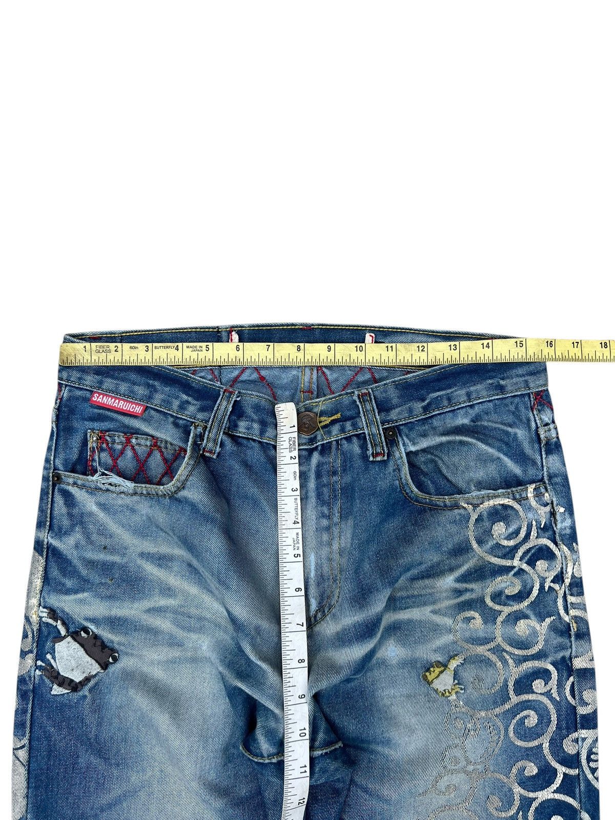 Vintage Dirty Mud SANMARUICHI Distress Frog Embroidery Denim Jeans Size US 30 / EU 46 - 4 Thumbnail
