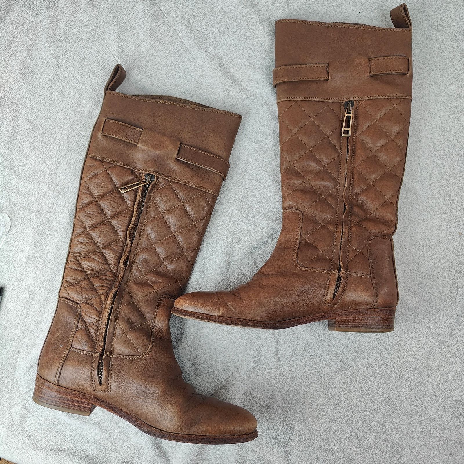 Burberry Burberry Quilted Leather Riding Boots Womens 38 8 Tan Size US 8 / IT 38 - 7 Thumbnail