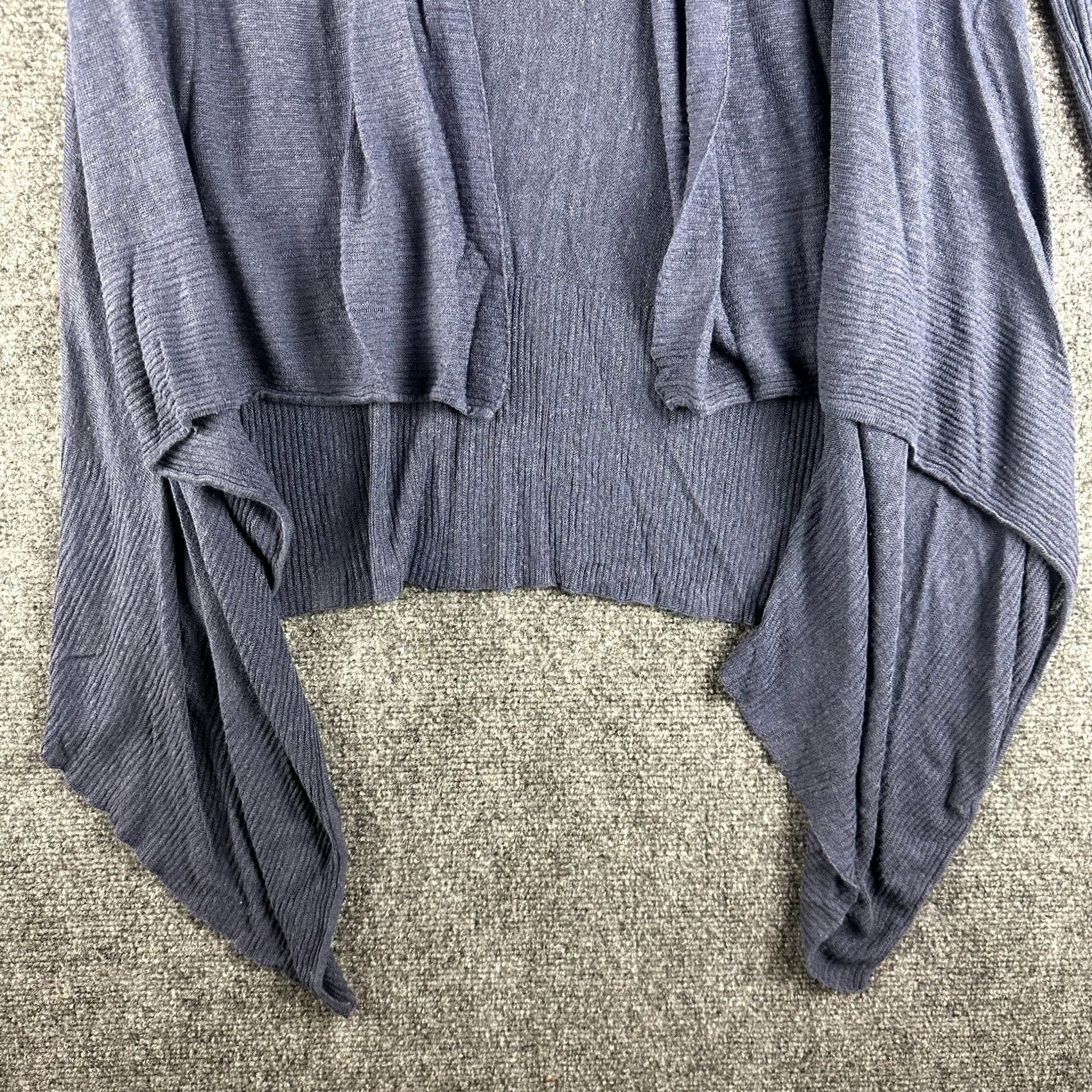 Talbots Talbots Cardigan Sweater Womens Petite Blue Linen Open Knit V-Neck Long Sleeve Stretch Size S / US 4 / IT 40 - 2 Thumbnail