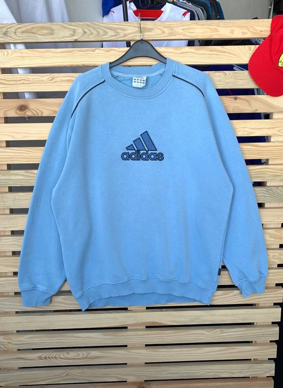 Adidas × Vintage Vintage 90s Adidas Crewneck Big Logo Sweatshirt Spell Out Size US L / EU 52-54 / 3 - 1 Thumbnail