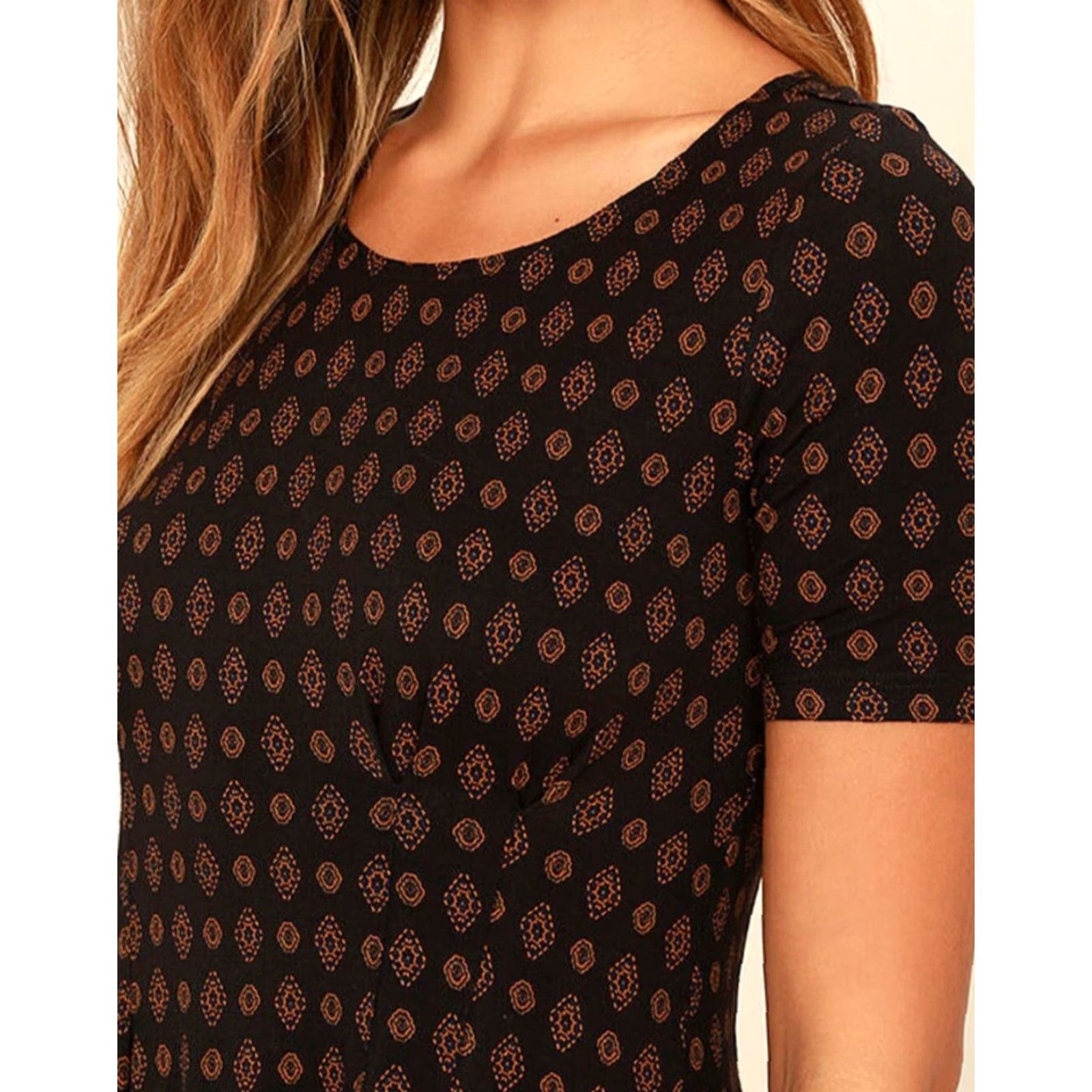 RVCA NWT RVCA Sylas Dress Short Short Sleeve Foulard Print Black Sz S Women’s A-Line Dress Size 28" / US 6 / IT 42 - 5 Thumbnail