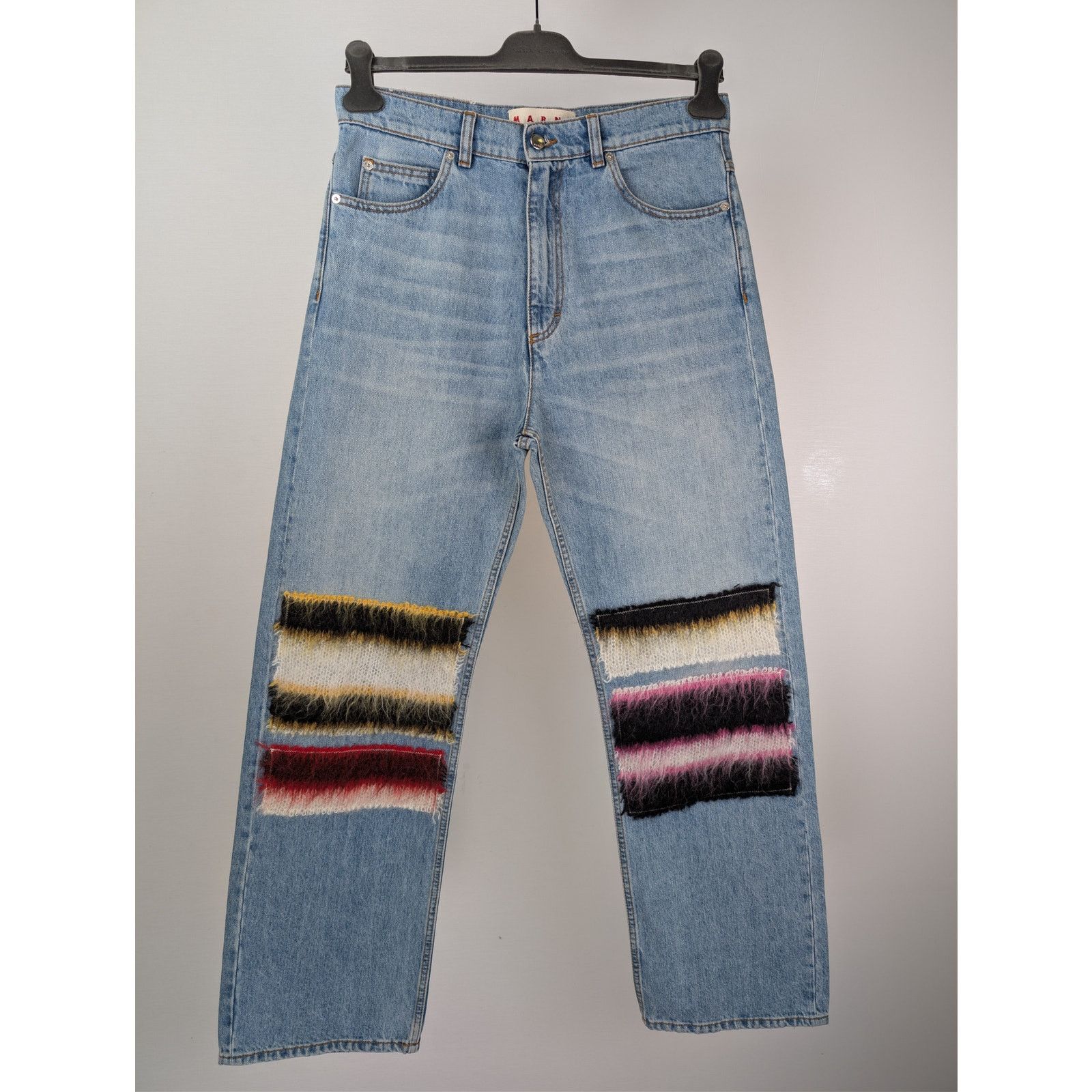 Marni o1rshd1 Embroidered Striped Patch Denim Jean Pants in Blue Size US 32 / EU 48 - 2 Thumbnail