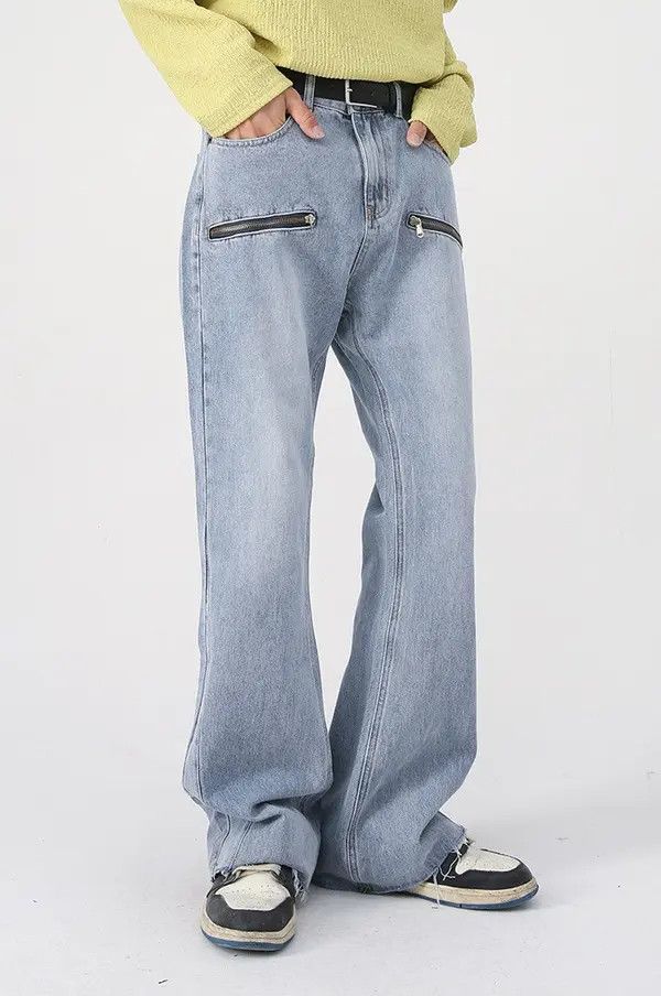 Japanese Brand Minami x Juri Washed distressed men's zipper flared jeans Size US 32 / EU 48 - 3 Thumbnail