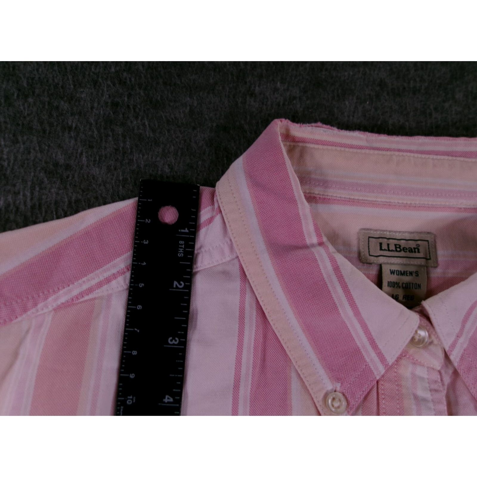 Vintage L.L. Bean Button-Up Shirt Women Large Pink Striped Casual Long Sleeve Collared Bas e Layer Beach Classic 80s 90s Outdoor Workwear Size L / US 10 / IT 46 - 7 Thumbnail