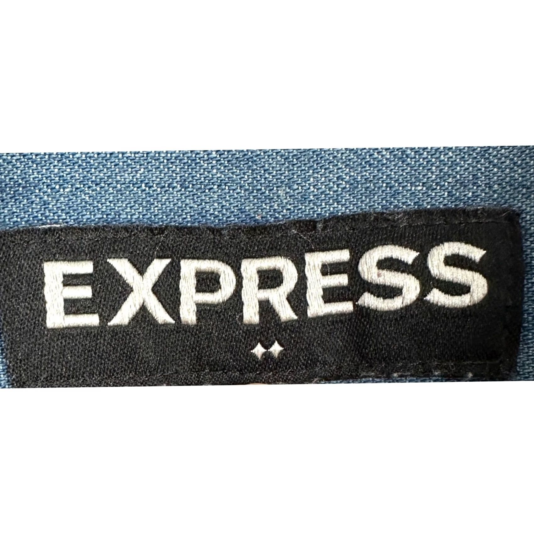 Express Express Denim Shirt Button Up Mens Large 16-16.5 Blue Acid Washed Pocket Casual Size US L / EU 52-54 / 3 - 4 Thumbnail