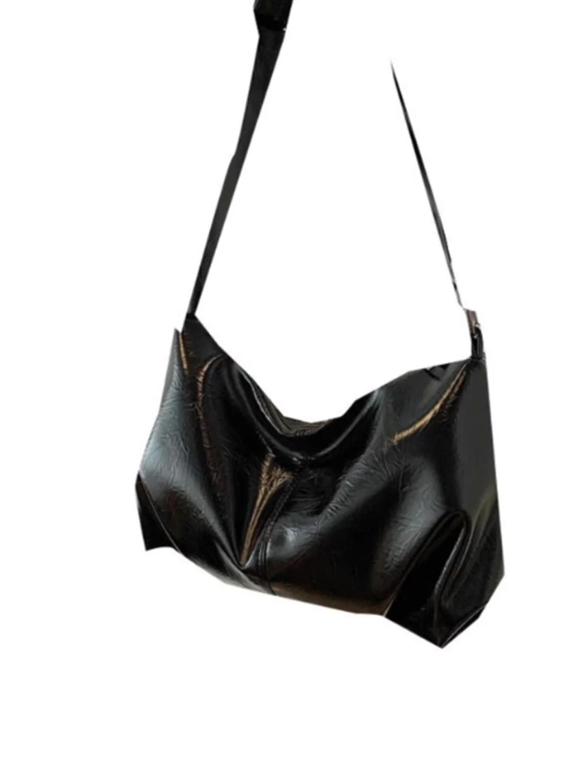 Leather Black Soft Leather Shoulder Bag, Casual Everyday Tote Size ONE SIZE - 5 Thumbnail