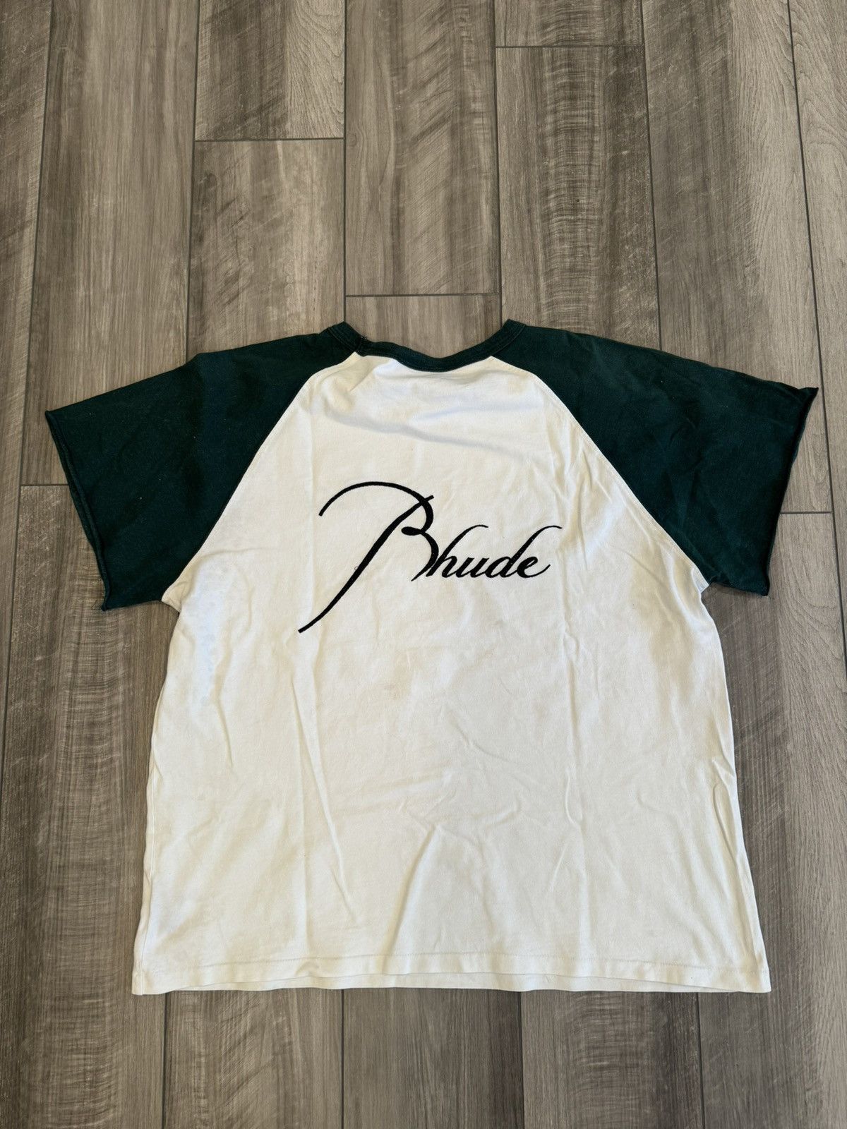 Rhude Rhude white & Green Raglan T-shirt Size US L / EU 52-54 / 3 - 1 Thumbnail