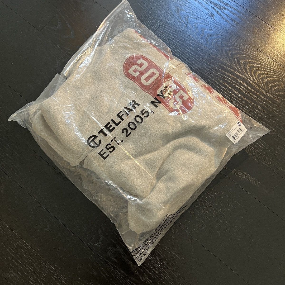 image of Telfar Cracked College Zip Hoodie in Grey, Men's (Size XL)