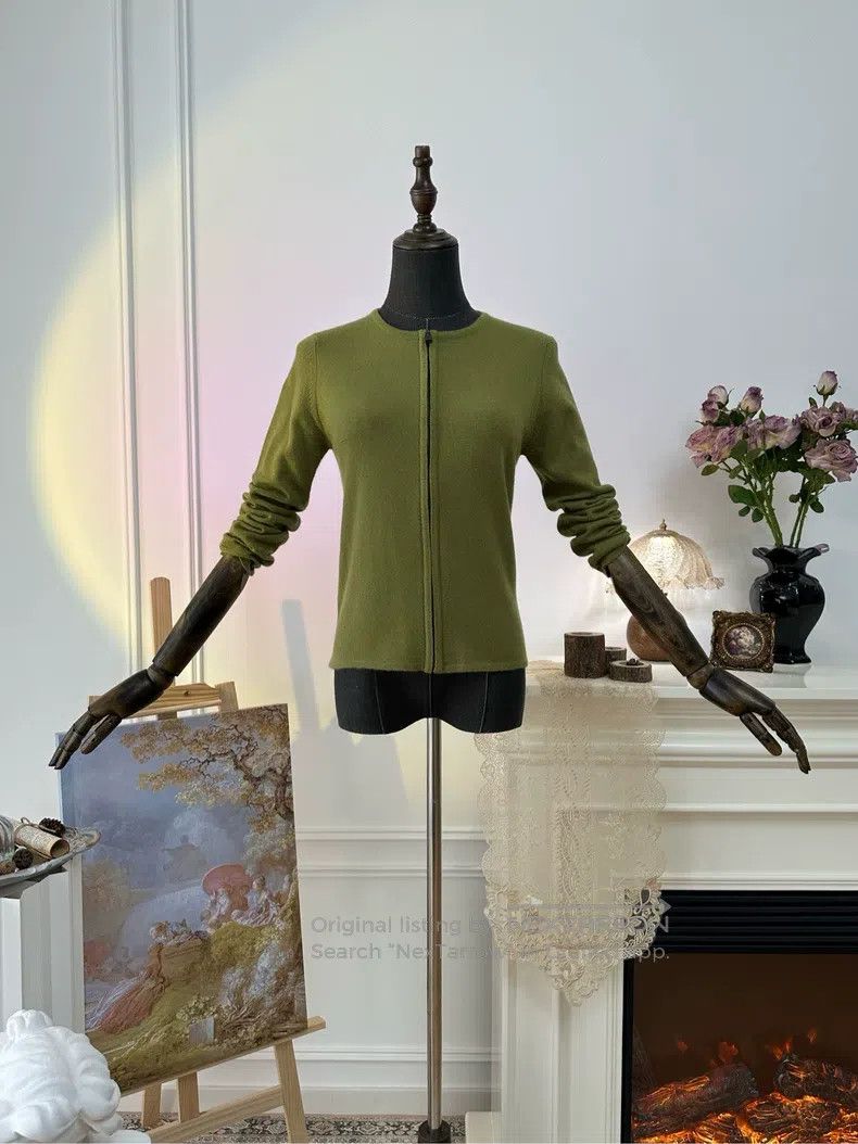 Hermes Hermes Green Cashmere Zip Knit Top, Women's Size XS / US 0-2 / IT 36-38 - 5 Thumbnail