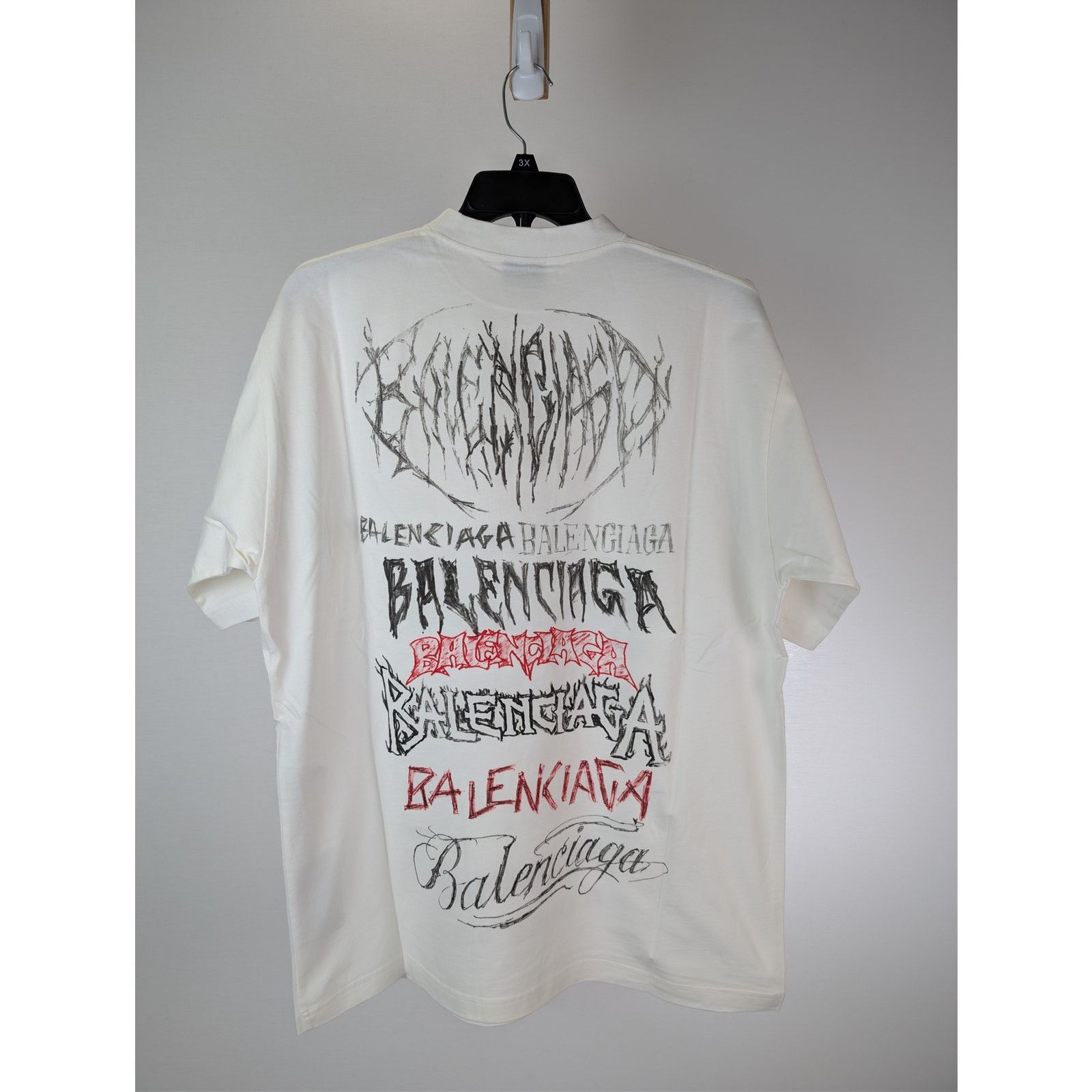 Balenciaga o1rshd1 Heavy Graphic Print DIY Metal Logo T-shirt in White Size US M / EU 48-50 / 2 - 16 Thumbnail