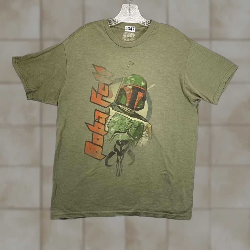 Star Wars STAR WARS Boba Fett Graphic Tee Shirt Unisex Adult Large Military Green Short Sleeve Size US L / EU 52-54 / 3 - 1 Thumbnail