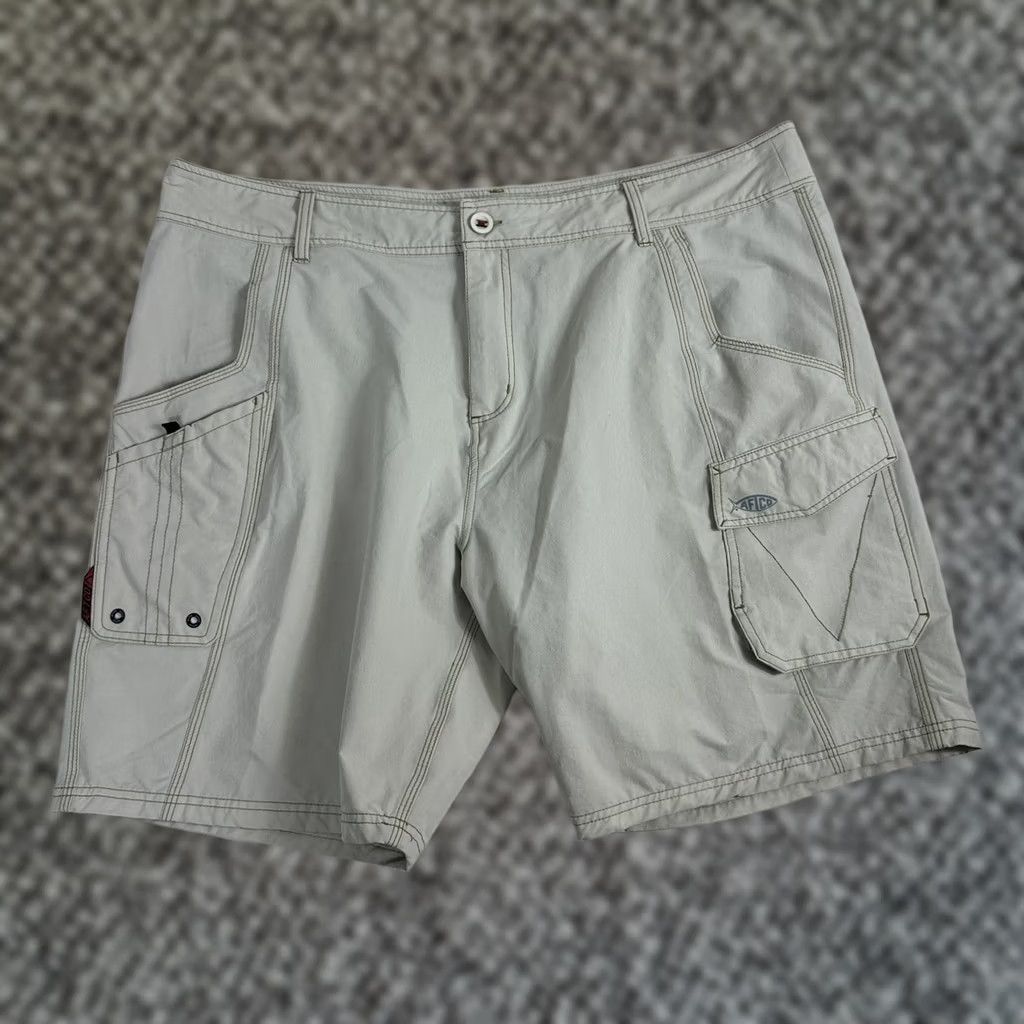 Vintage AFTCO Shorts Men's 42 Tan Khaki Cargo Fishing Pockets Nylon Stretch Outdoor - Regular Size US 42 / EU 58 - 1 Thumbnail