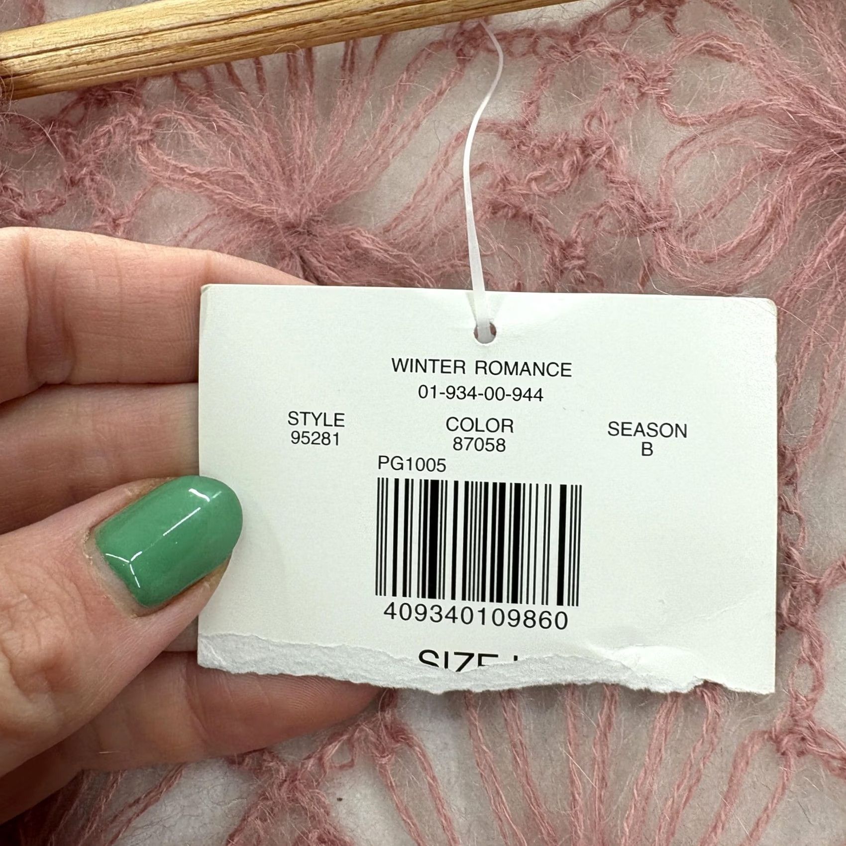 Lord & Taylor LORD & TAYLOR Wrap Sweater Womens L Pink Mohair Crochet Floral NWT Fashion Knit Open-Knit V-Neck Belted Picot NWT Size L / US 10 / IT 46 - 6 Thumbnail