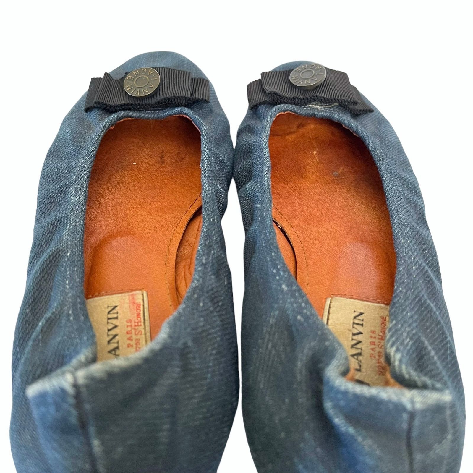 Acne Studios × Lanvin Lanvin x Acne Denim Grosgrain Bow Ballet Flats Shoes Size US 6 / IT 36 - 8 Thumbnail