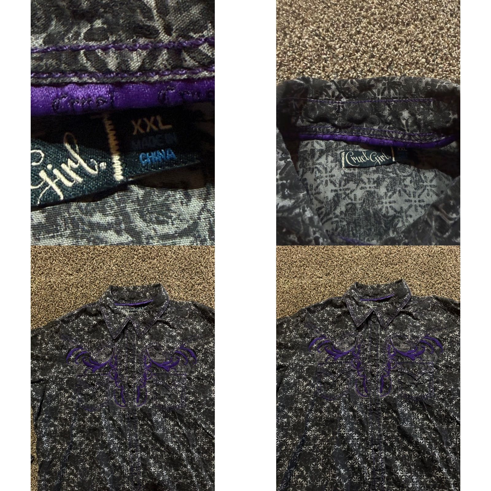 Vintage Cruel Girl Women's Shirt 2XL Long Sleeve Western Cowgirl Pearl Snap Button-Up Shirt Mens, Womens, Girls? Size XXL / US 16-18 / IT 52-54 - 8 Thumbnail