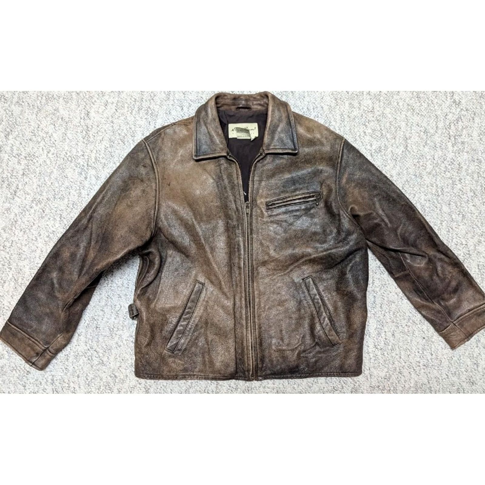 Eddie Bauer VINTAGE Eddie Bauer Motorcycle Jacket Womens M Brown Leather Patina 1990s Distressed Vintage Patina Leather Jacket Womens M Size M / US 6-8 / IT 42-44 - 4 Thumbnail