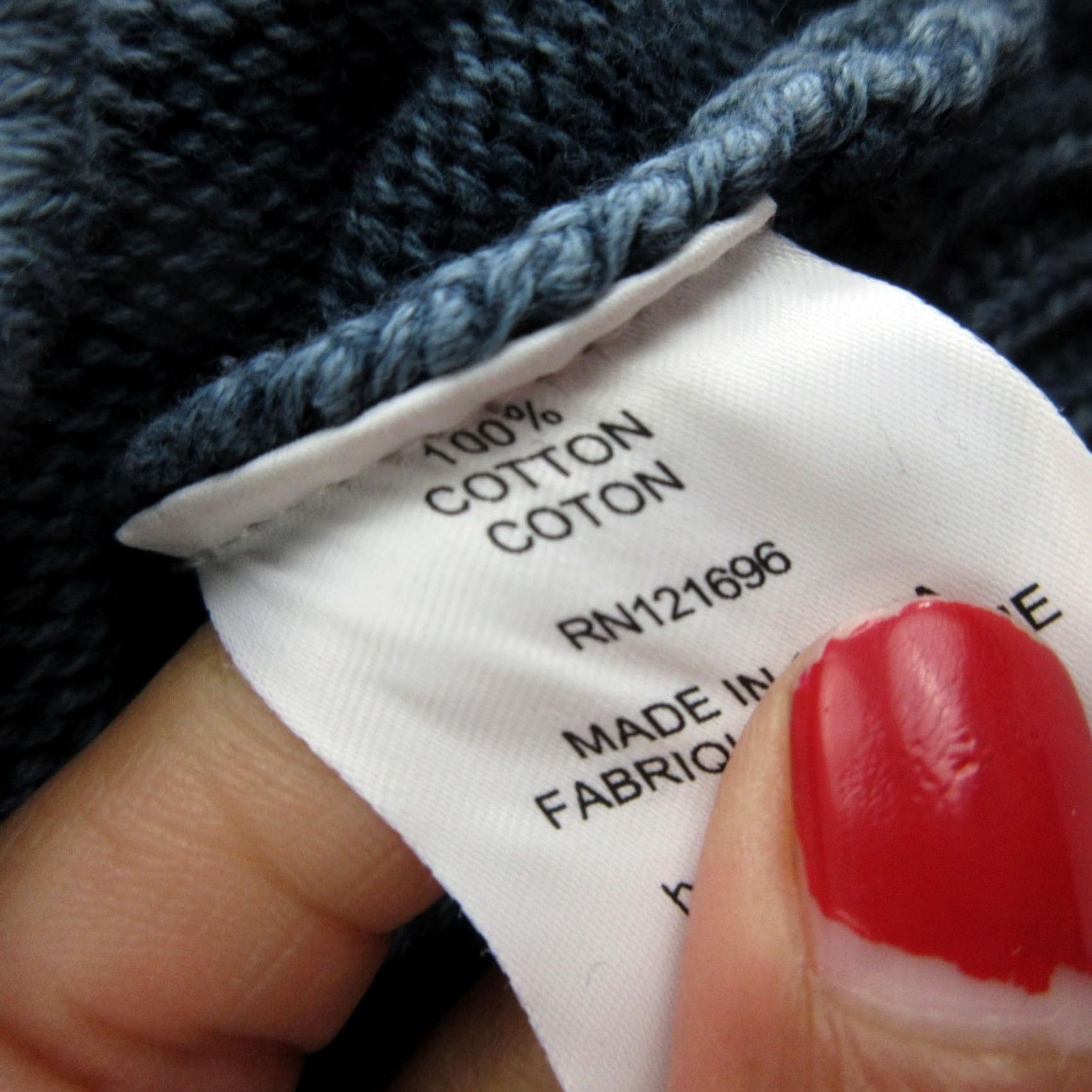 Vintage DEMYLEE Cardigan Sweater Womens L Blue 100% Cotton V-Neck Button Front Chunky Knit Size L / US 10 / IT 46 - 6 Thumbnail