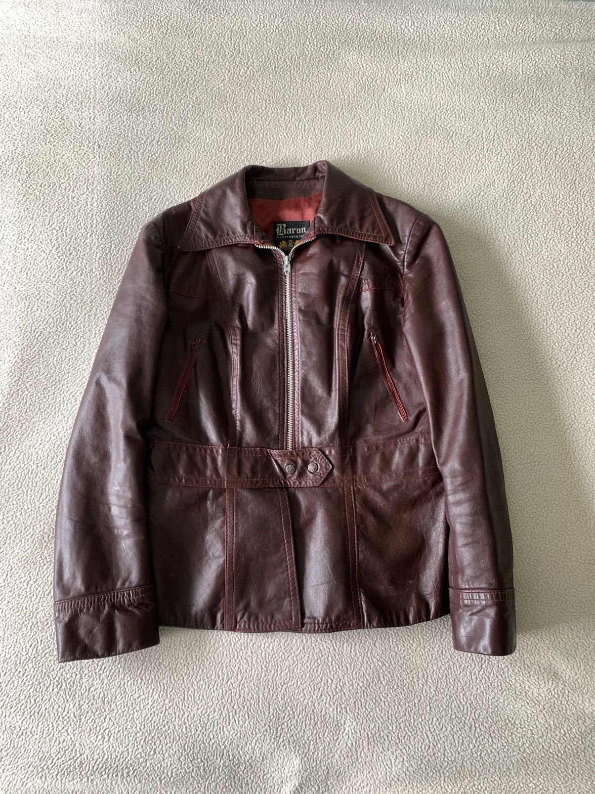 Vintage Vintage Barons leather inc red leather jacket Size S / US 4 / IT 40 - 1 Thumbnail