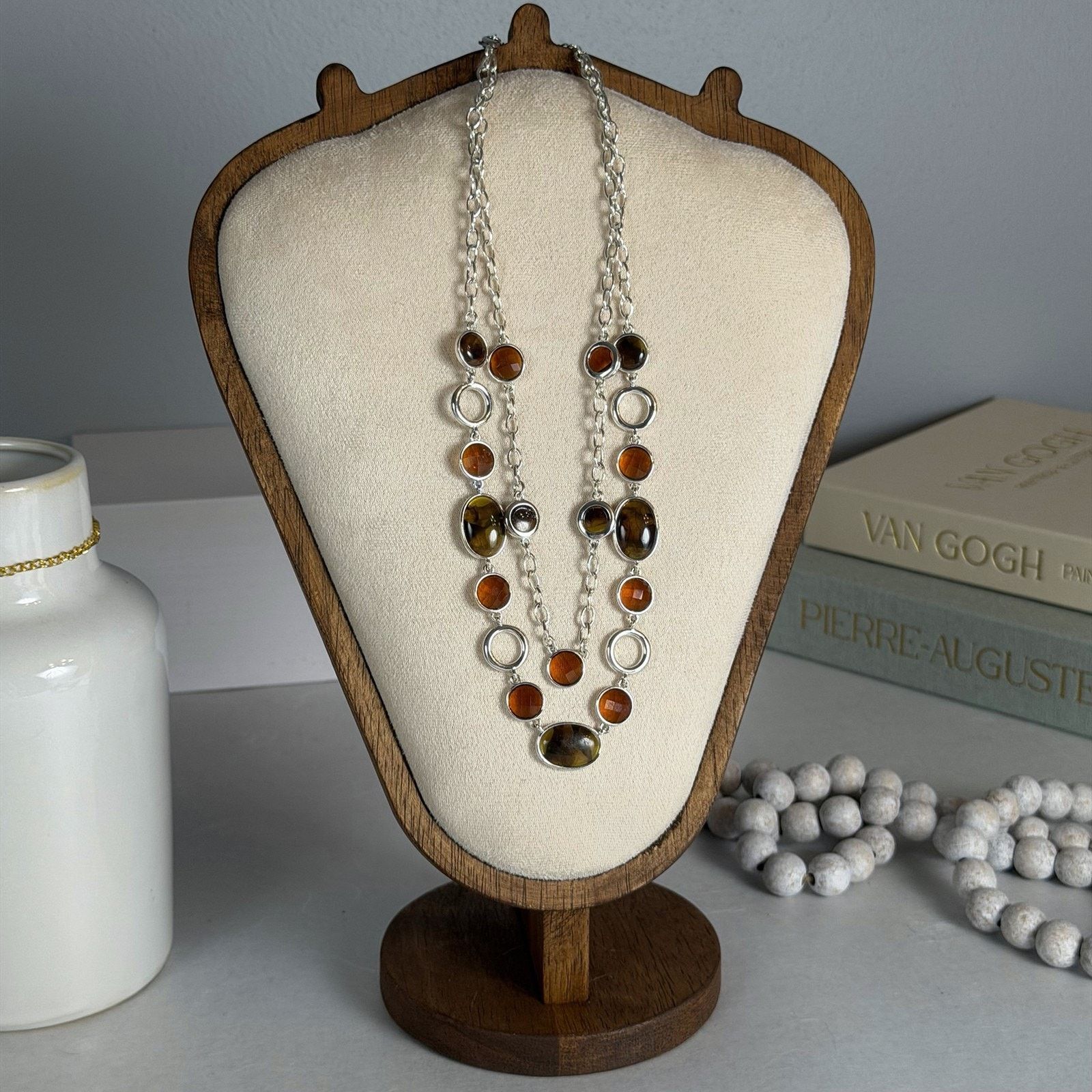 Monet VTG 1980 Monet Earth-Tones Faceted Bead 16" Layered Necklace Size ONE SIZE - 1 Thumbnail
