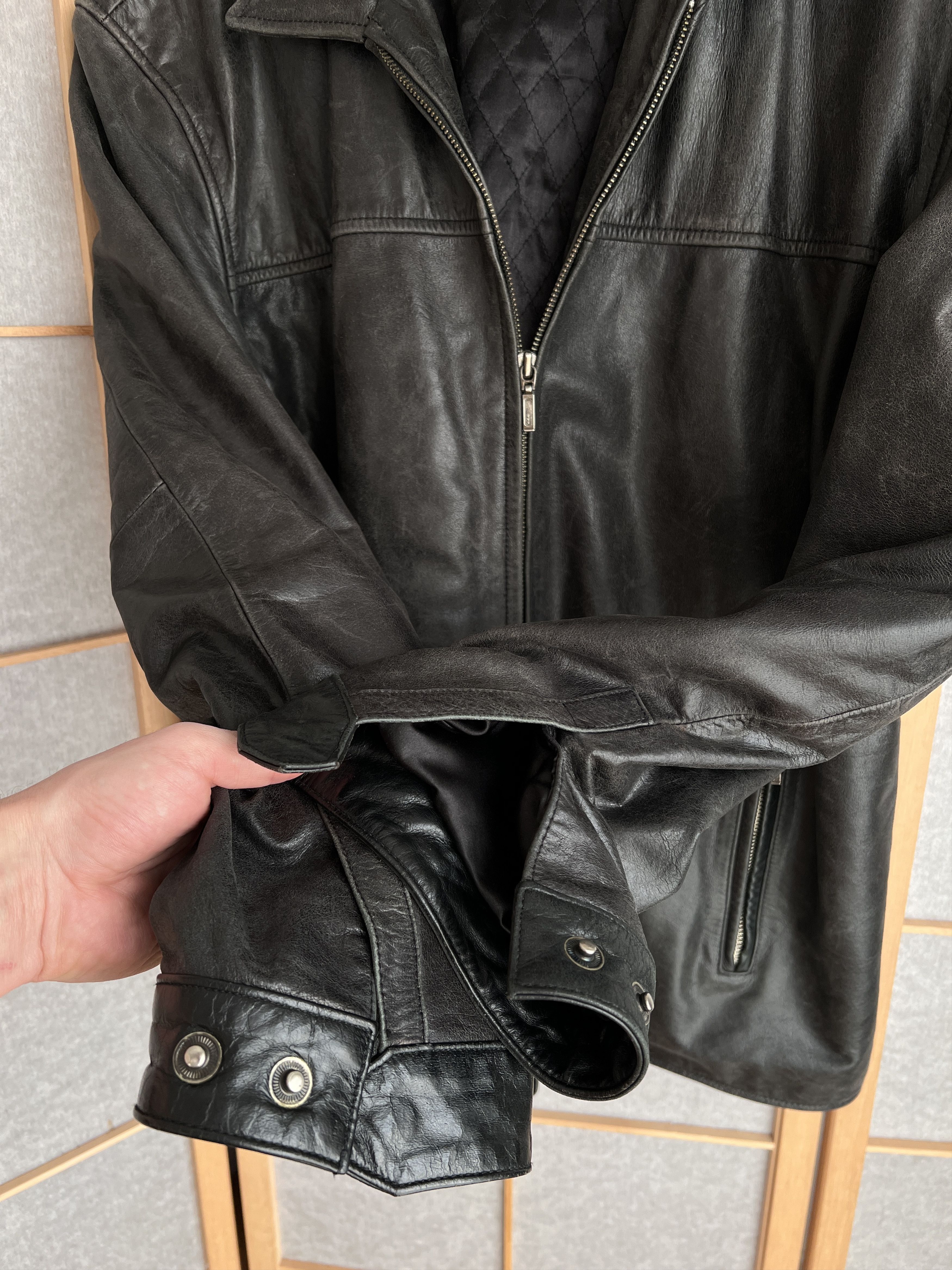 If Six Was Nine Vintage 90s Faded Leather coat hard jacket baggy y2k opium Size US L / EU 52-54 / 3 - 22 Thumbnail