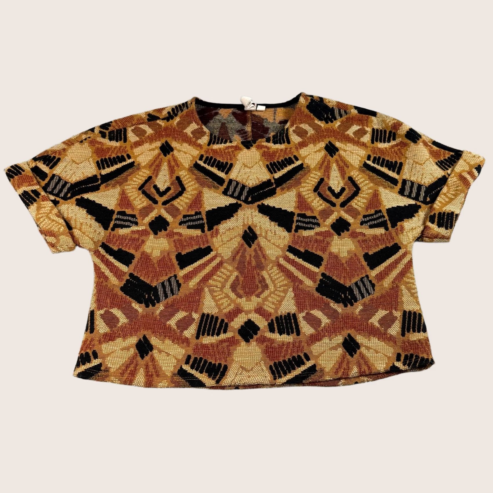 Vintage Dolan Shirt Womens S Brown Women Seraphina Tapestry Woven Cropped Boho Made USA Size S / US 4 / IT 40 - 1 Thumbnail