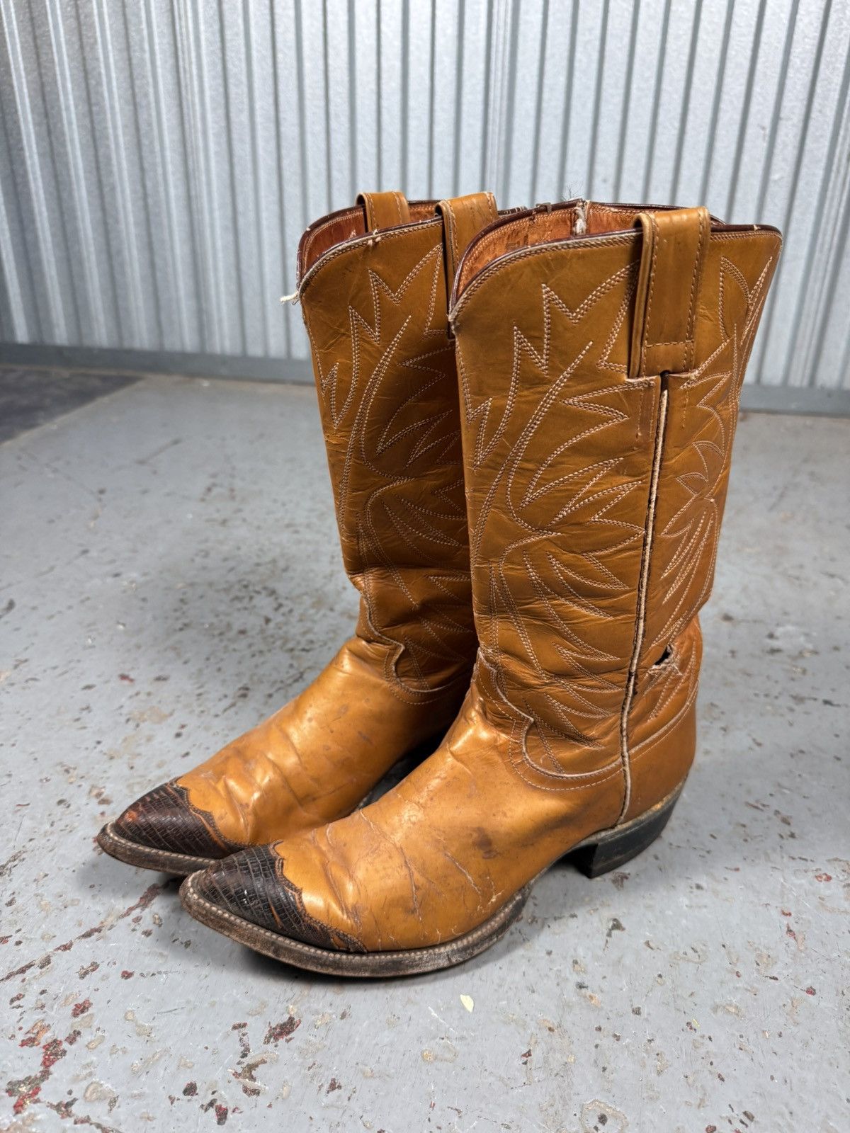 Justin Boots Vintage Longhorn Justin Lizard Toe Cowboy Boots Size US 7.5 / EU 40-41 - 5 Thumbnail
