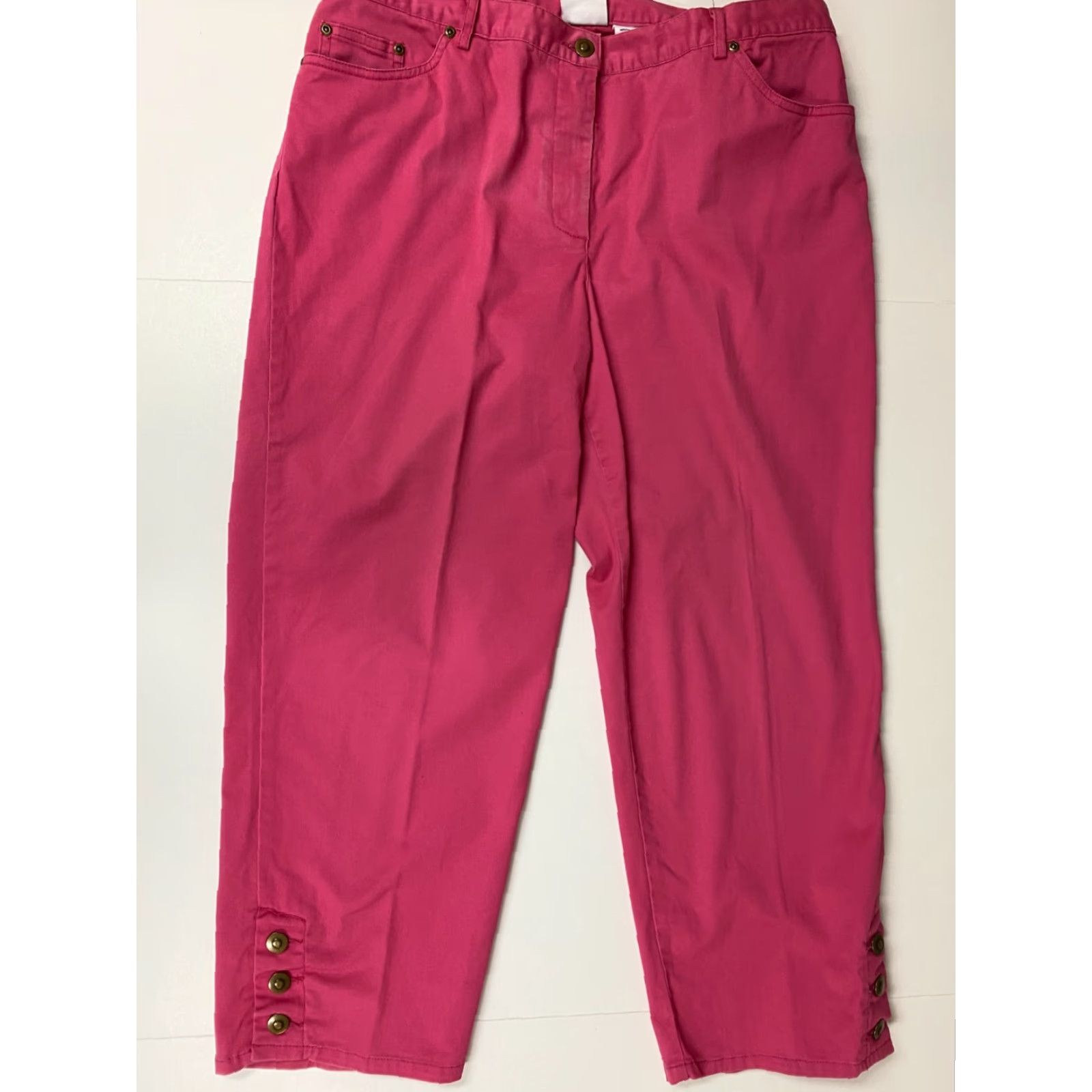 Vintage Ruby Rd Womens Pants 36x24 Pink Straight Chino Cotton Spandex Knit Casual Slimming Regular 24 Inseam Womens Pants Regular Rise Size 25" / US 0 / IT 36 - 7 Thumbnail