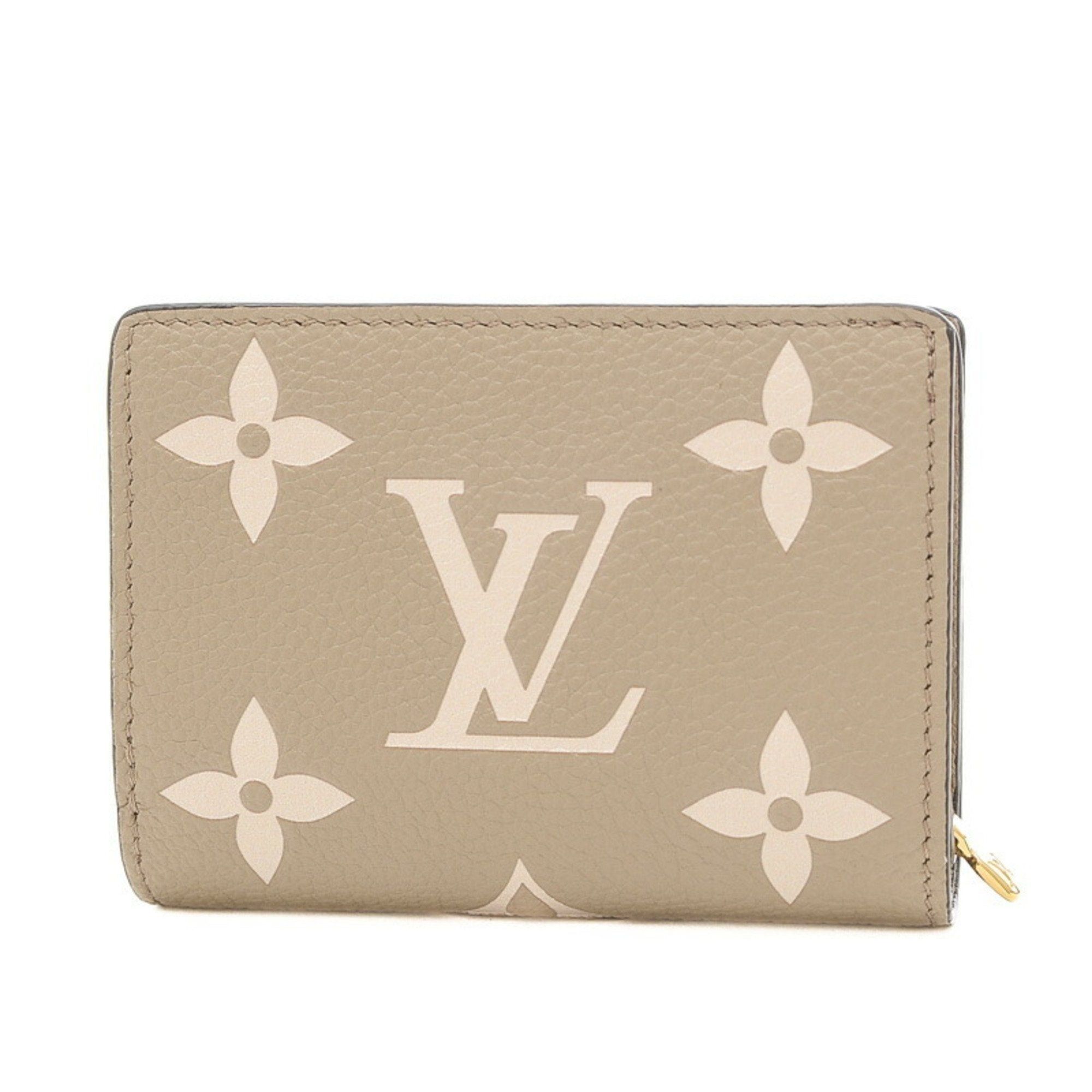 image of Louis Vuitton Empreinte Portefeuille Bi-Fold Wallet Tourterelle Creme M82370 in White, Women's