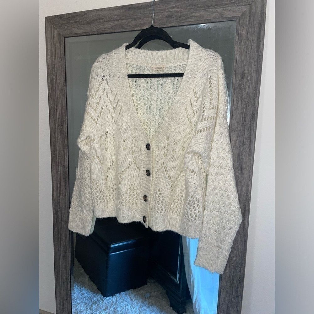 Other Ee:some white crochet cardigan sweater Size S / US 4 / IT 40 - 1 Thumbnail