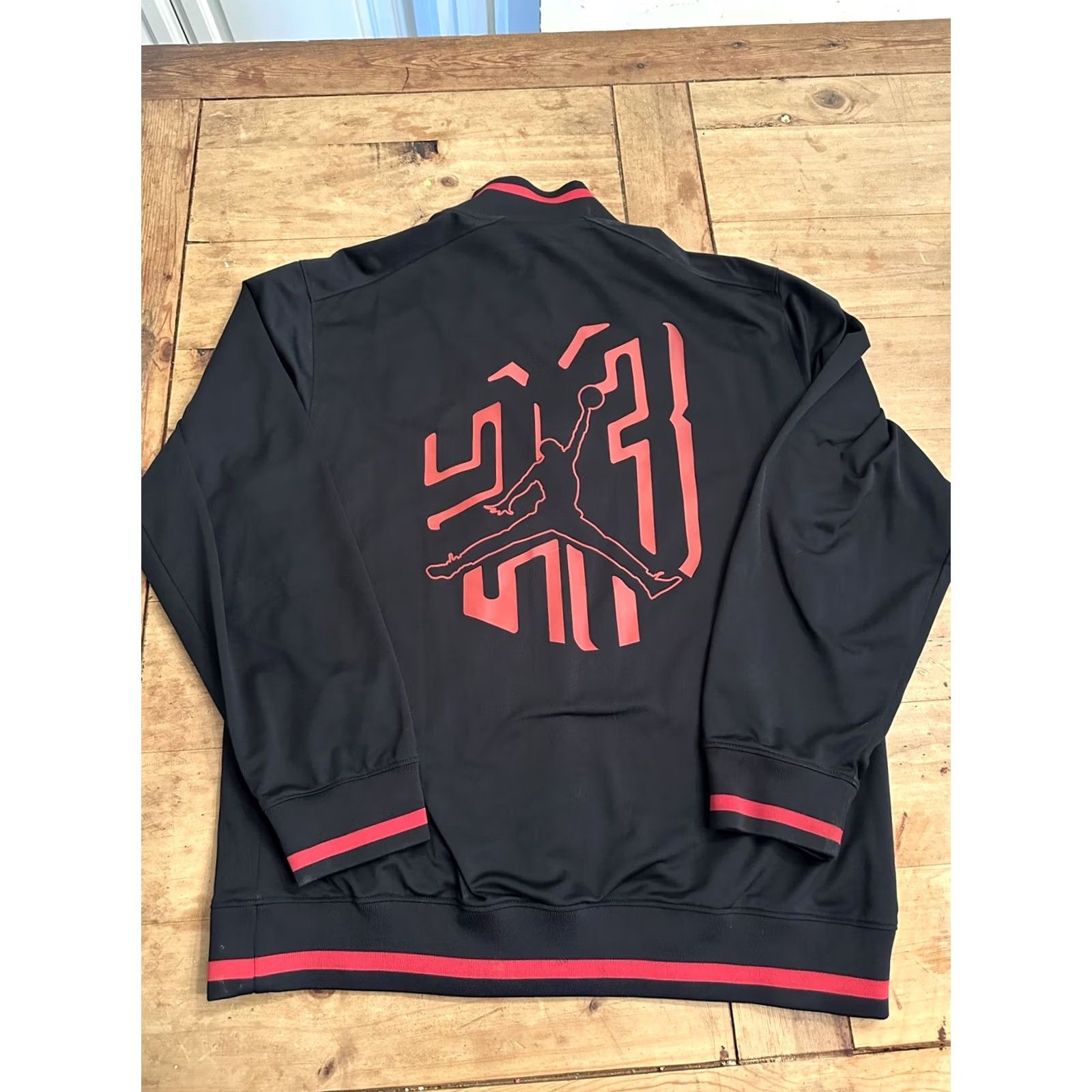 Nike Nike Air Jordan Jacket Dri-Fit Black & Red Track Basketball Warm Up Mens L Black Nike Dri-Fit Track Jacket Mens Large Size US L / EU 52-54 / 3 - 6 Thumbnail
