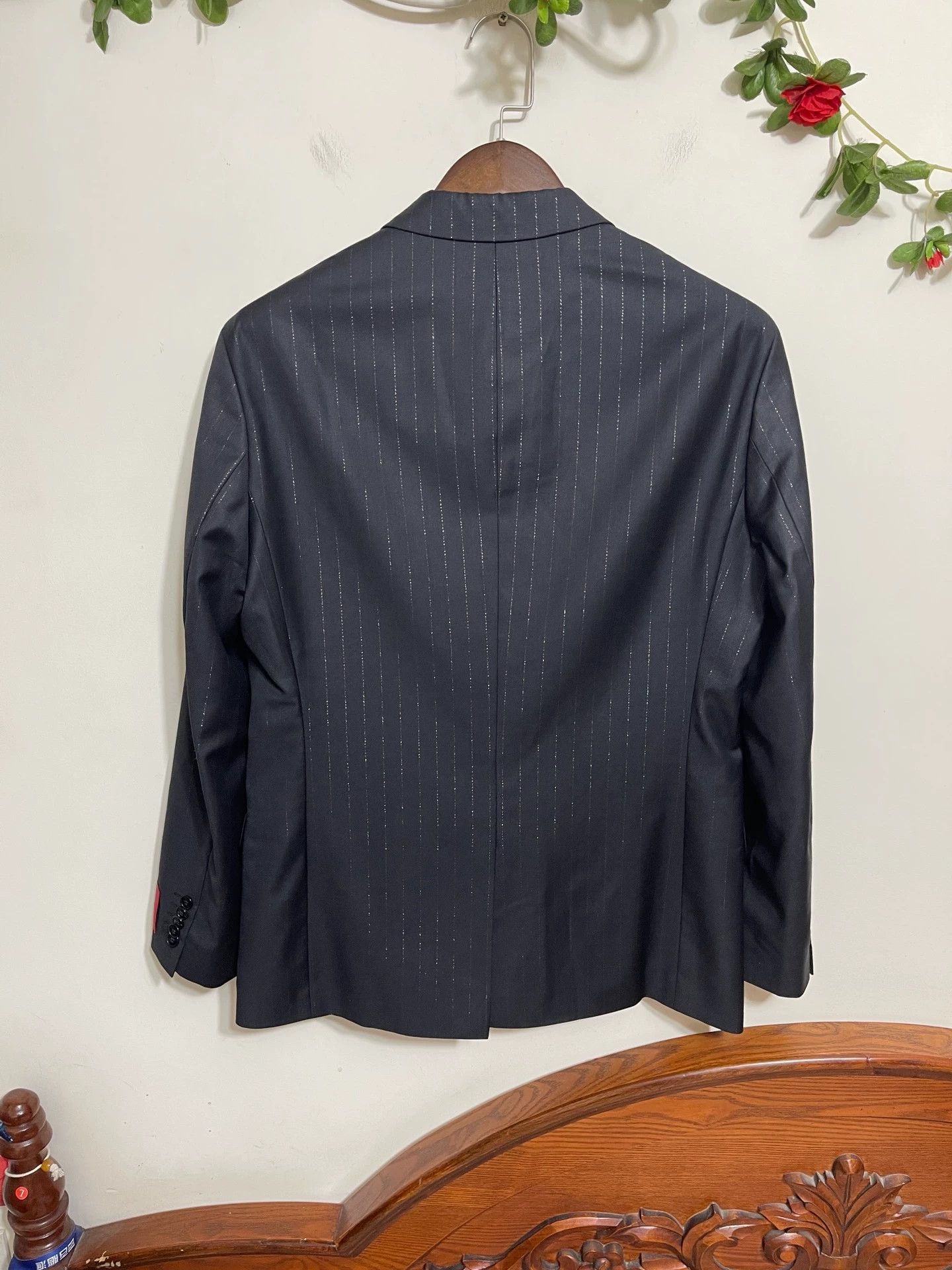 Hugo Boss Hugo Boss Silver Stripe Slim Fit Suit 48 EU Size 48R - 2 Thumbnail