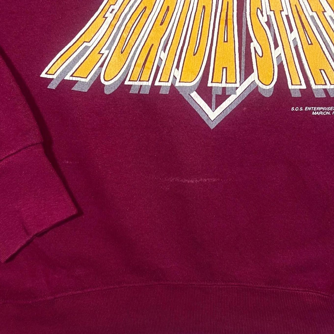 Fruit Of The Loom VINTAGE 90's Florida State Seminoles College Spellout Graphic Sweatshirt Mens M Burgundy Red Crewneck Pullover 90s Graphic Spellout Front Size US M / EU 48-50 / 2 - 3 Thumbnail