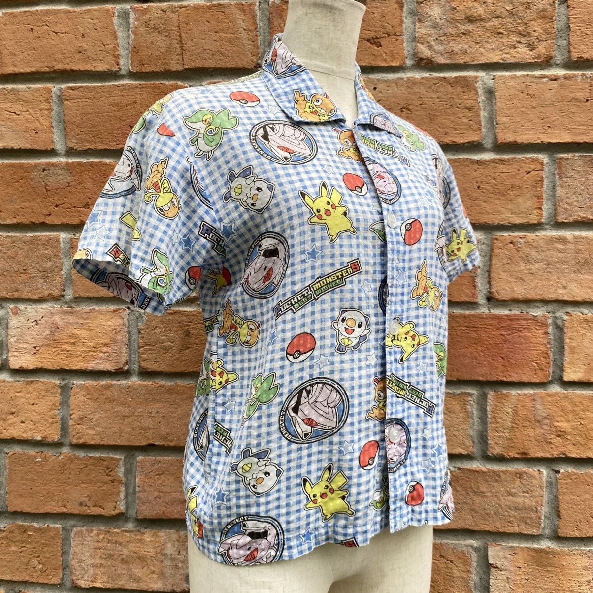 Pokemon Blue Gingham Short Sleeve Shirt with Pokémon Print Size S / US 4 / IT 40 - 10 Thumbnail