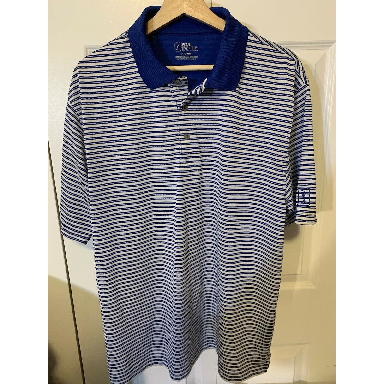 PGA Tour PGA Tour Polo Shirt Men’s Sz XL Navy Blue Striped Golf Size US XL / EU 56 / 4 - 3 Thumbnail