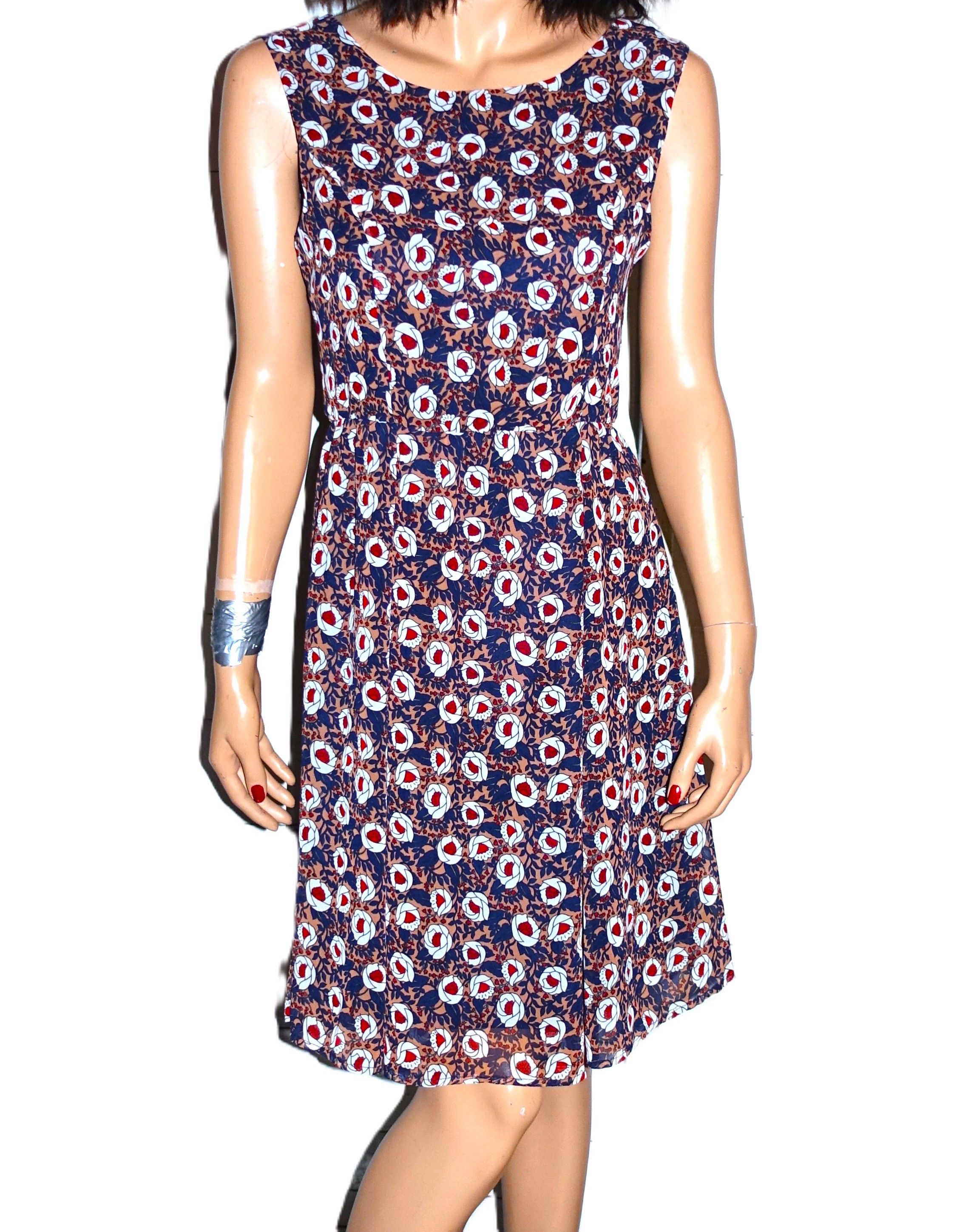 Other Yellow Star Brown Navy Blue Floral Dress S Size S / US 4 / IT 40 - 1 Thumbnail