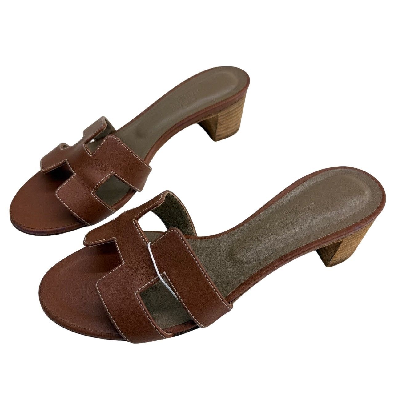 Hermes Hermès Oasis Leather Block Heel Sandals Size 37 Size US 7 / IT 37 - 1 Thumbnail