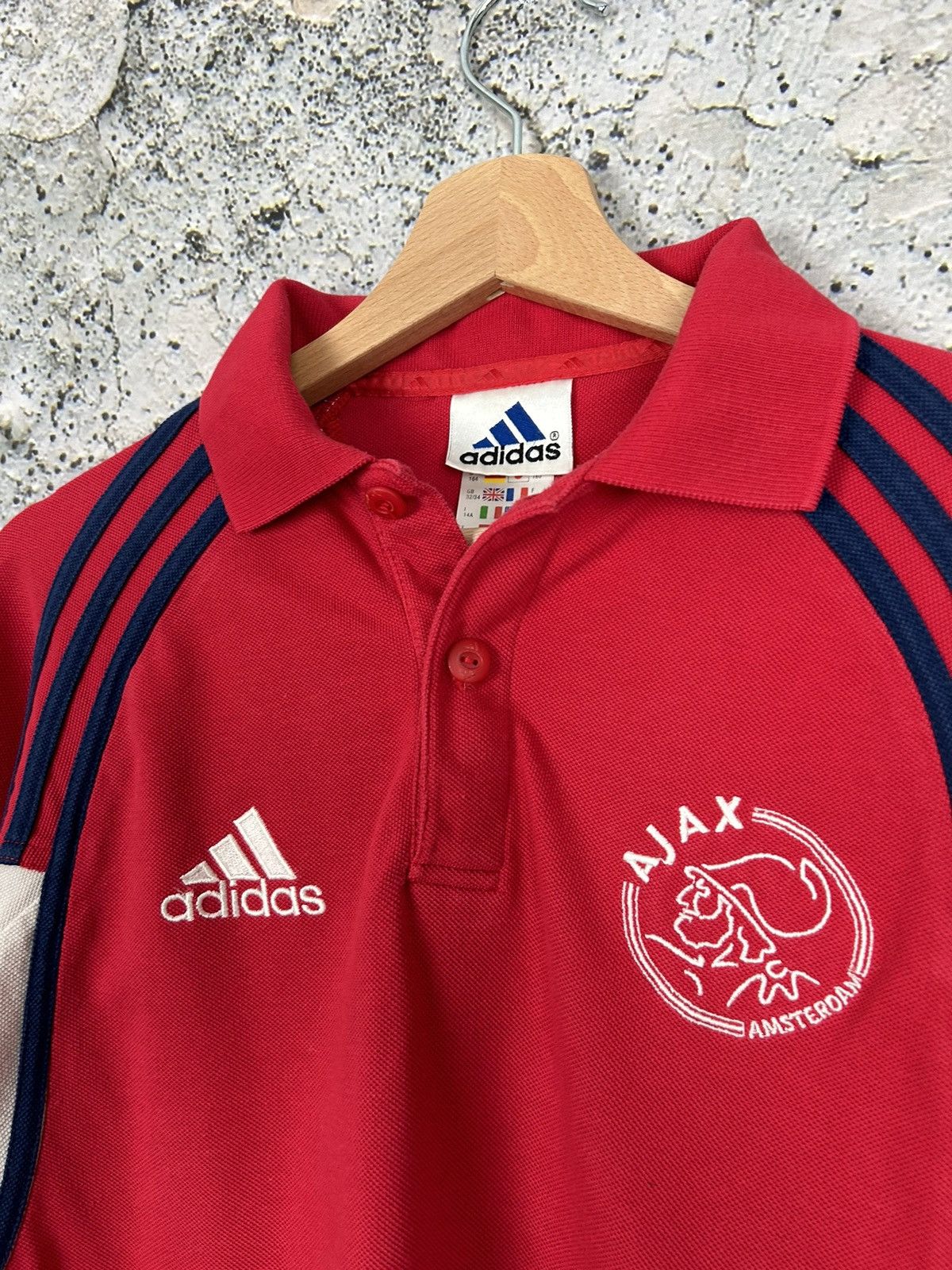 Adidas Vintage Ajax Amsterdam Polo Shirt Football Soccer Jersey 90s Size US L / EU 52-54 / 3 - 3 Thumbnail