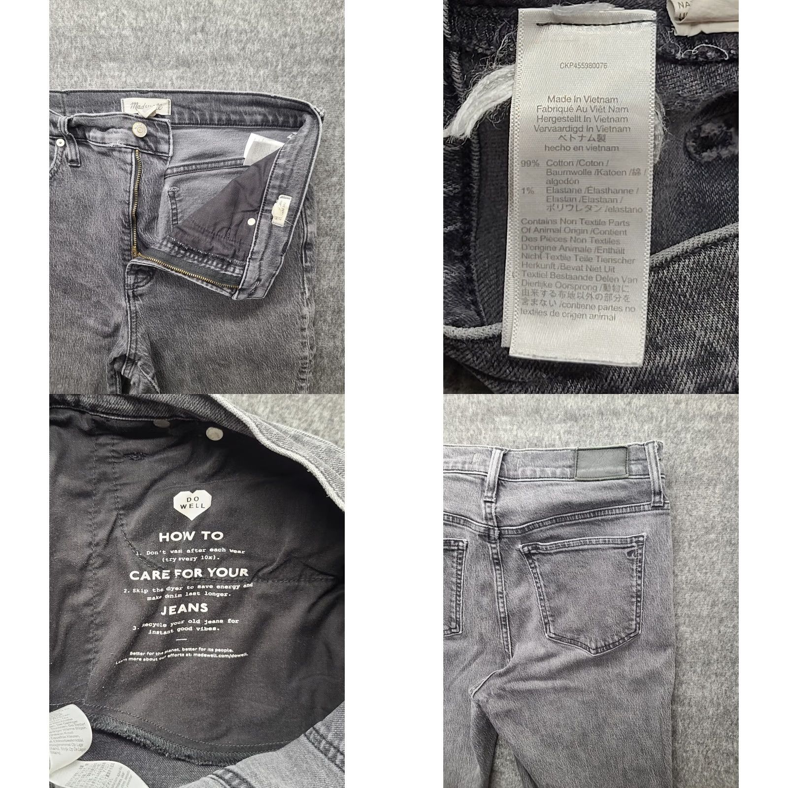 Madewell Madewell Jeans Womens 30x26 Regular Fit Tapered Leg Stretch Denim 5-Pocket Zipper Button Black Vintage: No Size 30" / US 8 / IT 44 - 8 Thumbnail