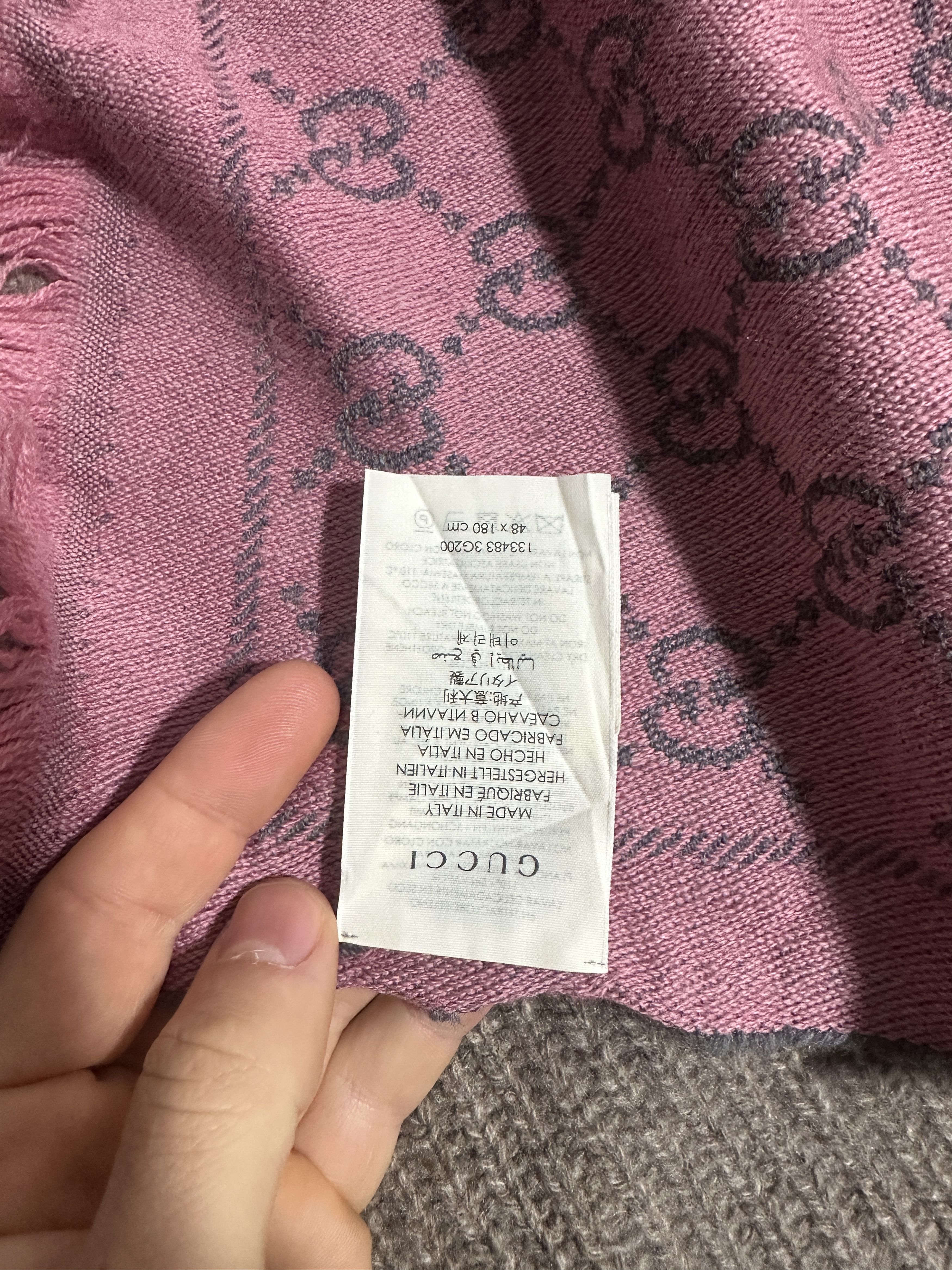 Gucci Gucci GG Jacquard Wool Scarf Shawl Wrap Reversible 160x44cm Size ONE SIZE - 12 Thumbnail