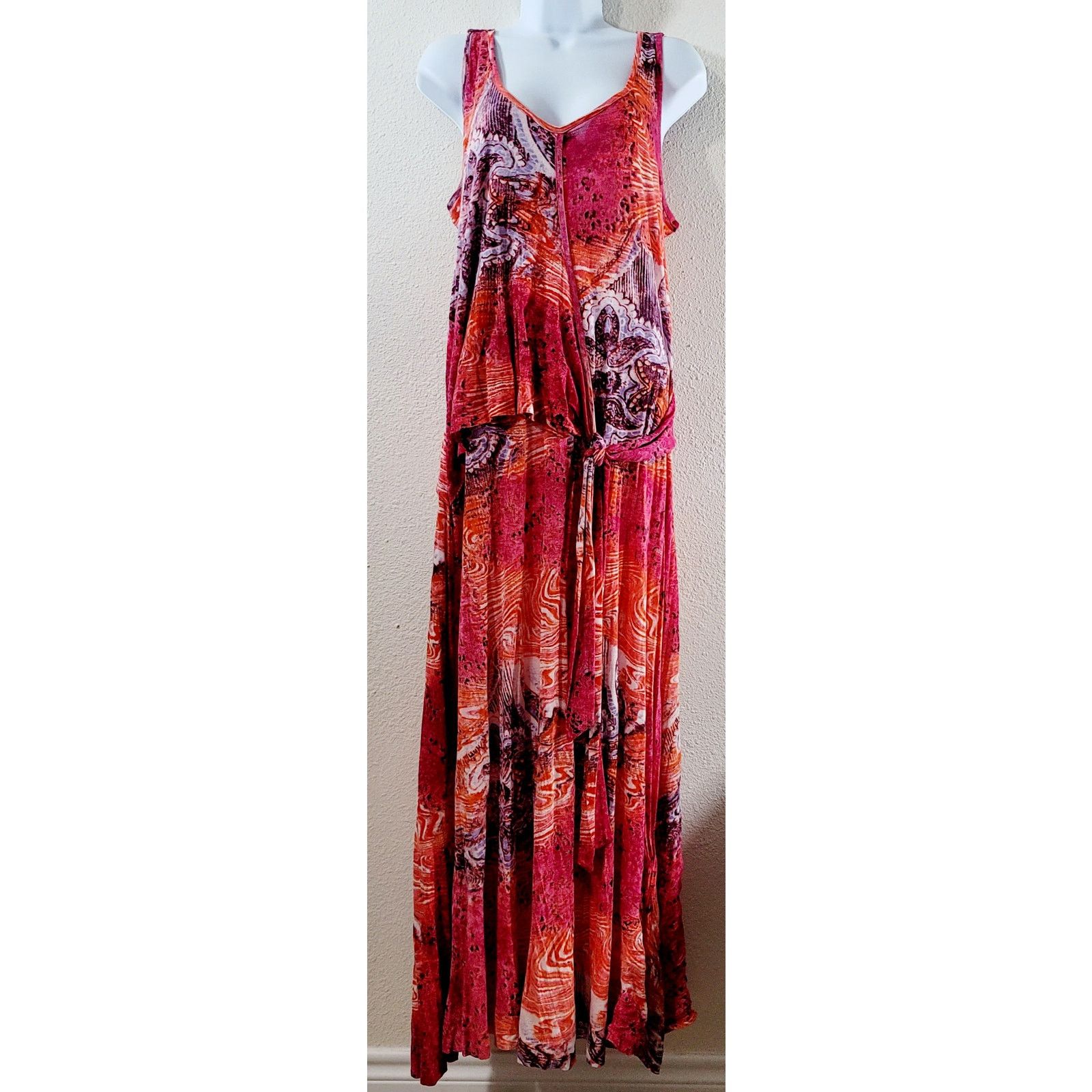 Other Chadwicks of Boston Pink Orange Abstract A Line Maxi Dress M Size M / US 6-8 / IT 42-44 - 1 Thumbnail